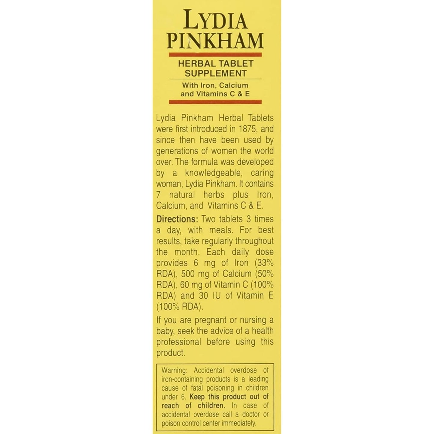 Lydia Pinkham Tablets - 72 Count Bottle for Women's Health