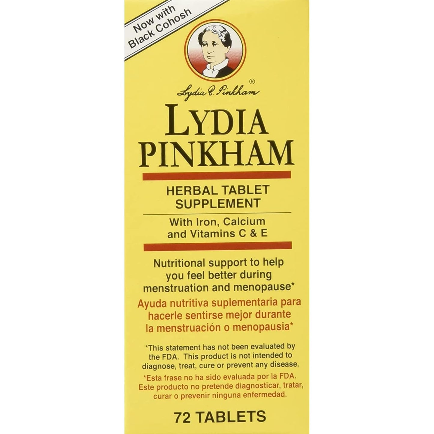 Lydia Pinkham Tablets - 72 Count Bottle for Women's Health