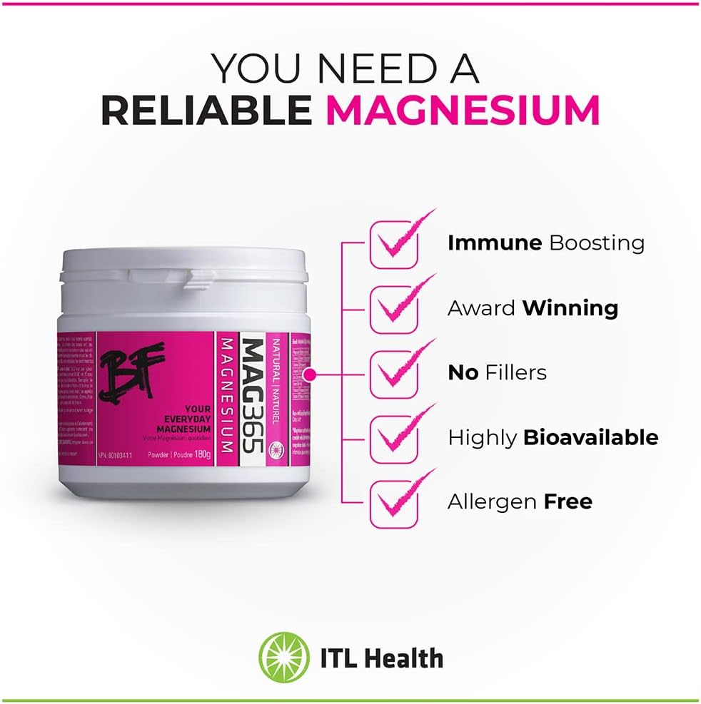 MAG365 ITL Health BF Bone Support - Ionic Magnesium Citrate with Vitamins and Minerals, Natural Powder, 330g