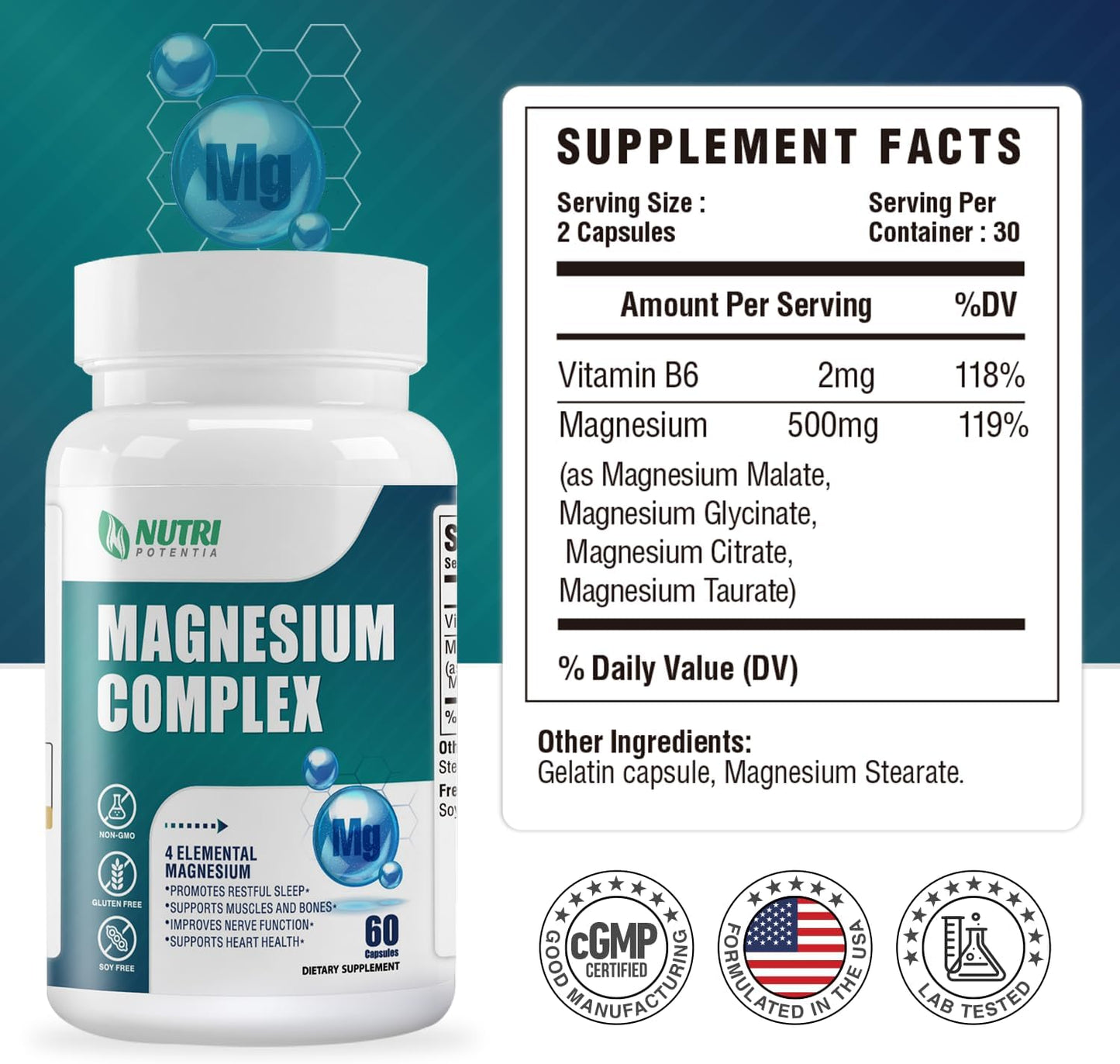 Magnesium Breakthrough Complex Supplement with Vitamin D3 K2 and MCT Oil Softgels - Bone, Heart, Muscle, Nervous System Support | Non-GMO