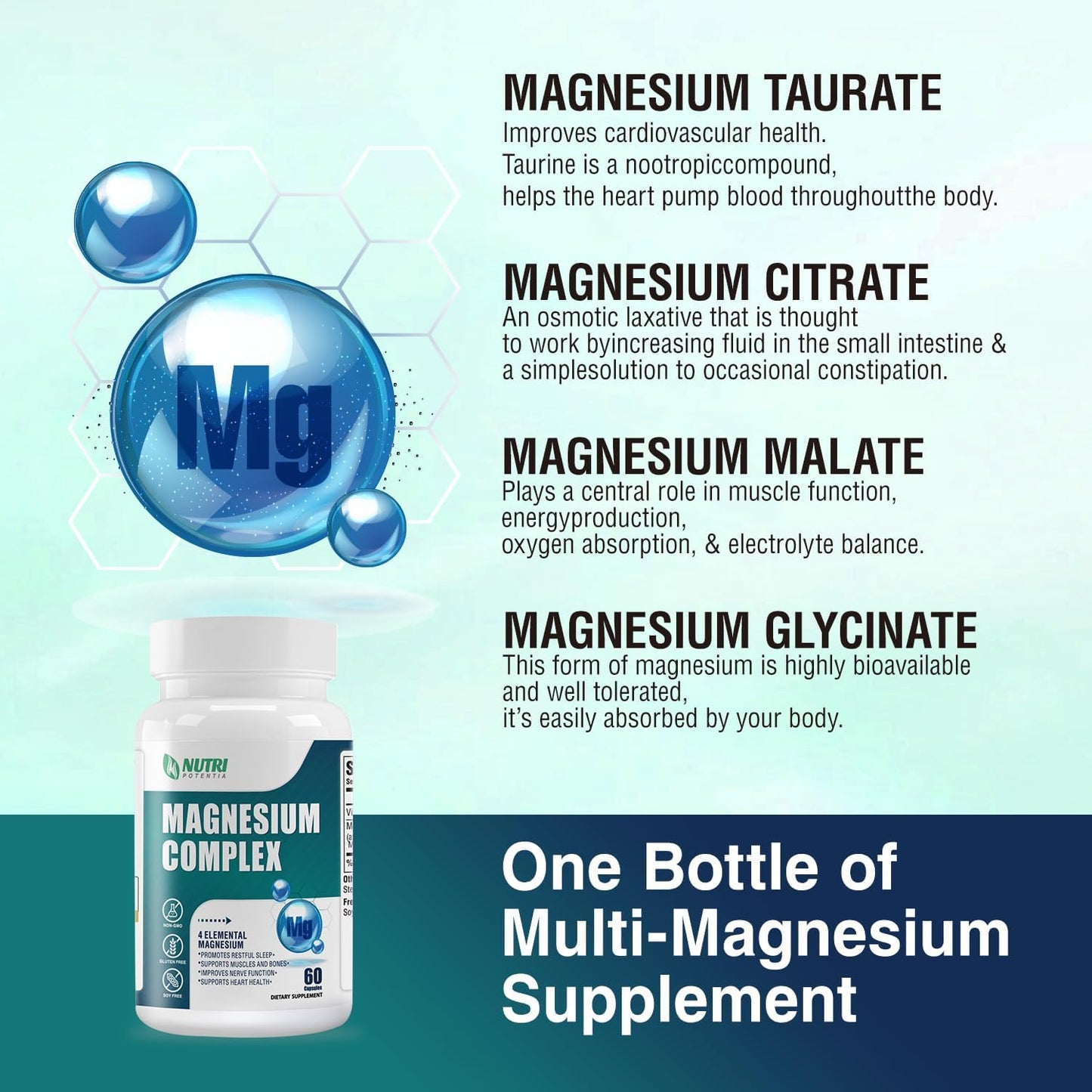 Magnesium Breakthrough Complex Supplement with Vitamin D3 K2 and MCT Oil Softgels - Bone, Heart, Muscle, Nervous System Support | Non-GMO