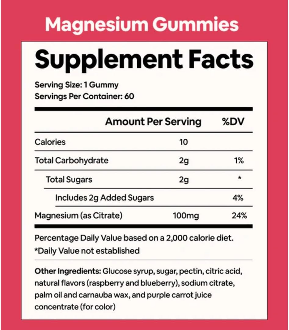 Magnesium Citrate Gummies for Black Girls - Sleep, Immunity, & Bone Support - 100mg per Serving - Gluten-Free Mixed Berry Flavor - 60ct