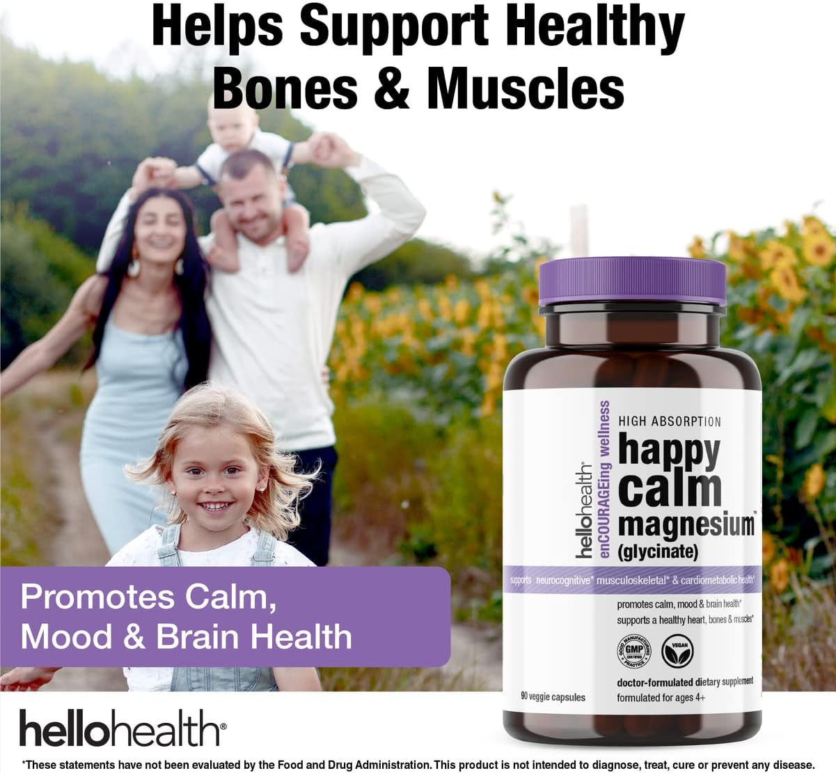 Magnesium Glycinate Chelated Supplement for Calm, Sleep, Muscle Recovery - 400mg Serving, 90 ct - 2 Pack