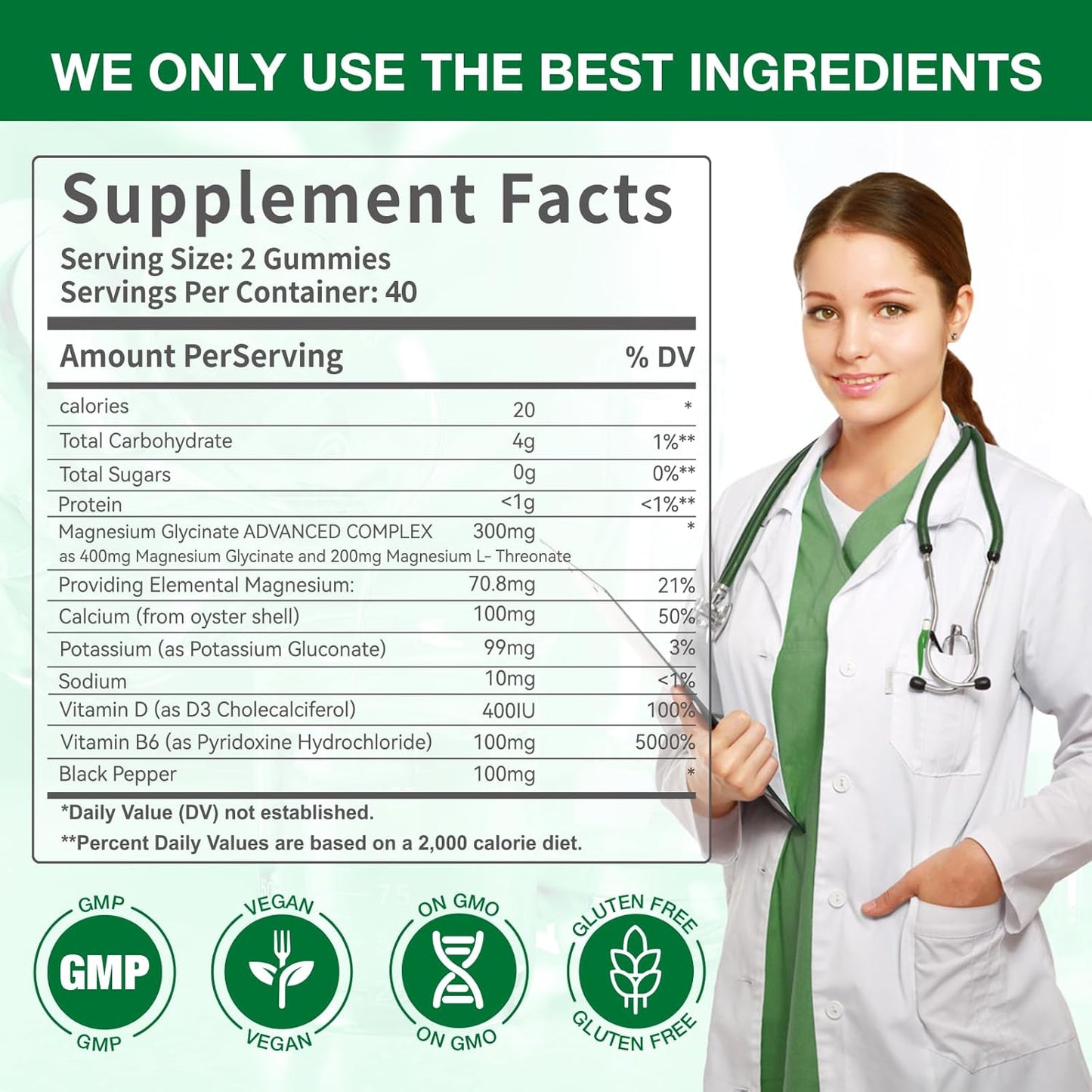 Magnesium Glycinate Gummies 400mg for Sleep, Stress, Muscle Relief - Sugar Free, Vegan, Non GMO - Adults & Kids Magnesium Supplement