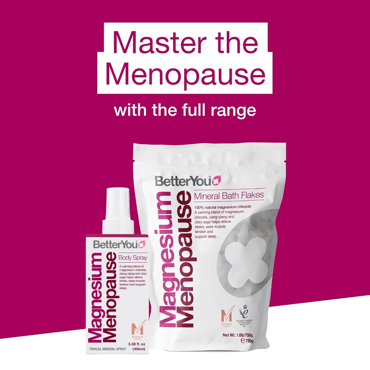 Magnesium Menopause Body Spray with Ylang-ylang and Clary Sage for Symptom Relief, Stress Reduction, and Sleep Support