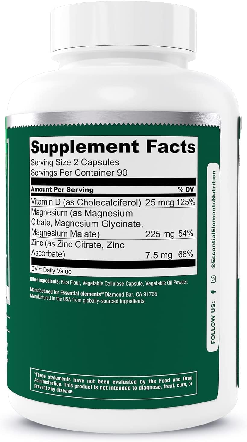 Magnesium, Zinc, Vitamin D3, and T-Hero Platinum Supplement for Sleep, Immune System, Bone Health, Muscle Growth, and Testosterone Support