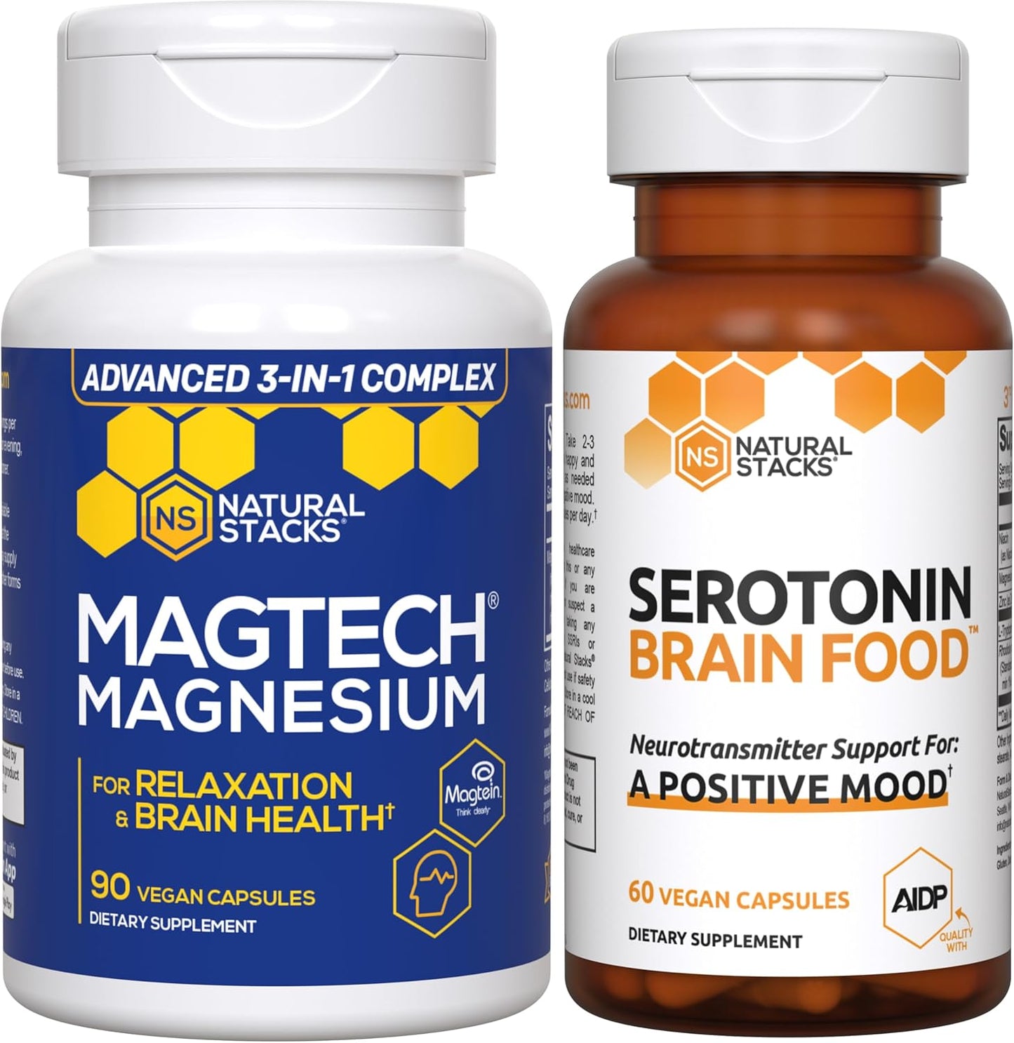 MagTech Magnesium + Serotonin Brain Food Bundle - Supports Relaxation, Brain Health & Positive Mood - 150 Capsules