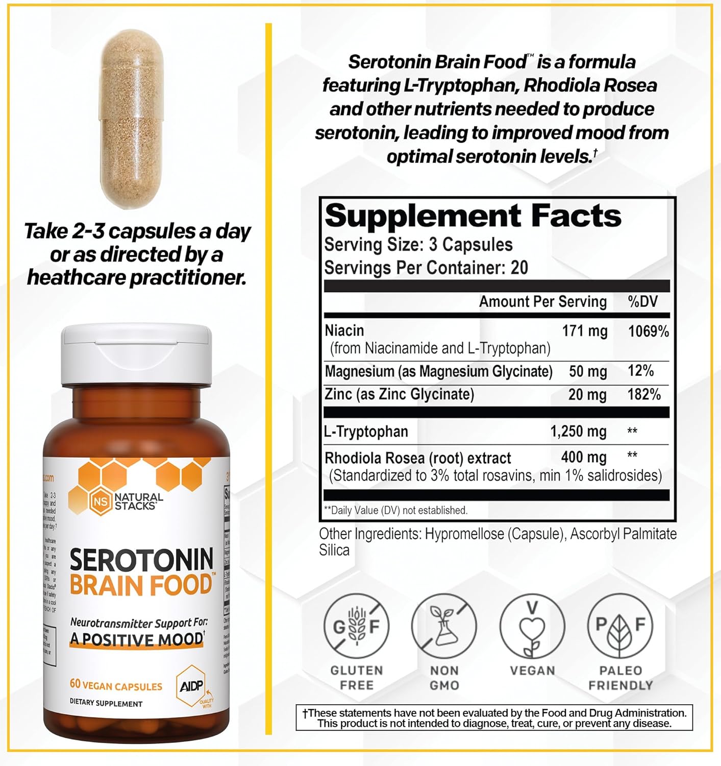 MagTech Magnesium + Serotonin Brain Food Bundle - Supports Relaxation, Brain Health & Positive Mood - 150 Capsules