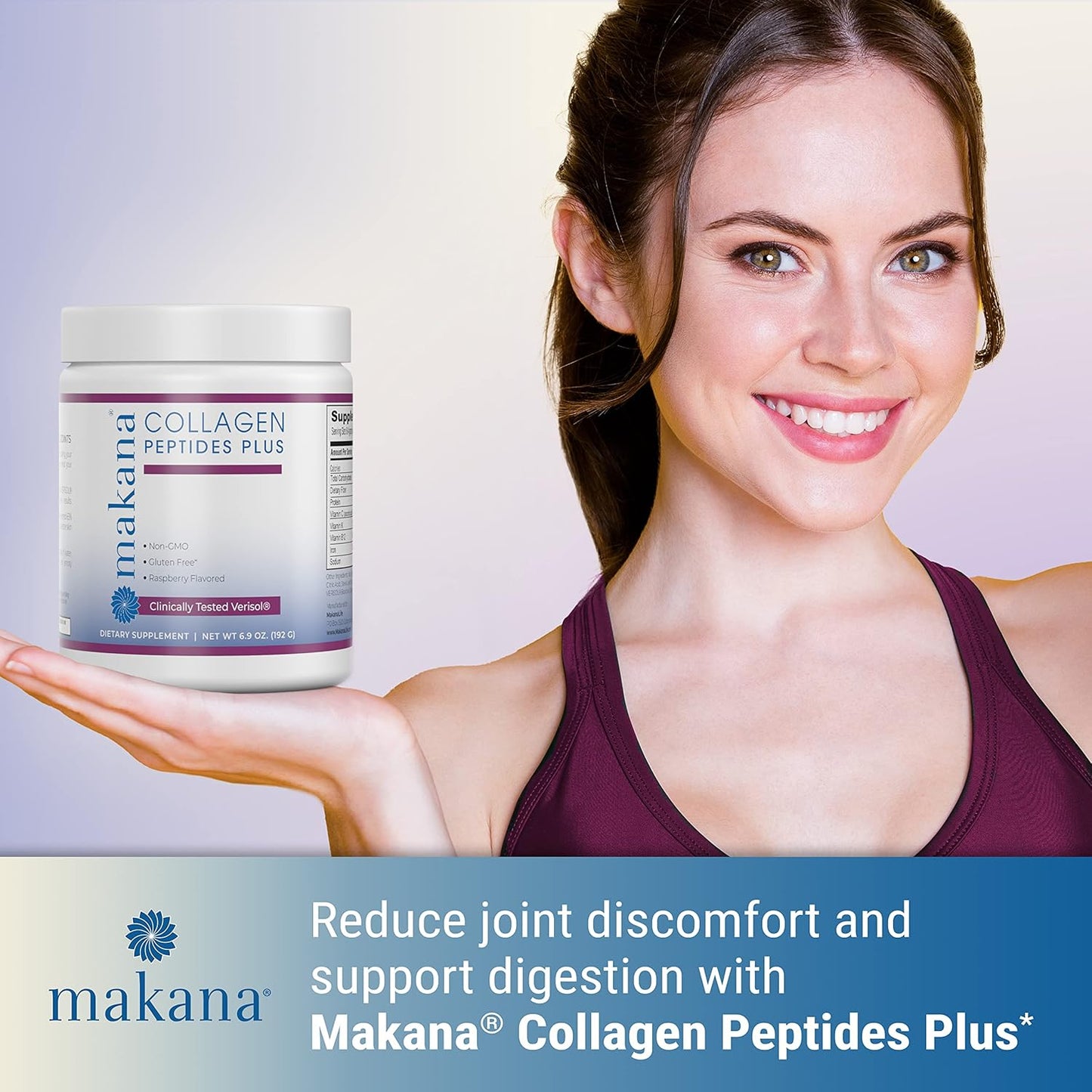 Makana Collagen Peptides Plus with Verisol, Vitamin C, Hyaluronic Acid - Supports Hair, Skin, Nails, Joints - 30 Servings, Raspberry Flavor