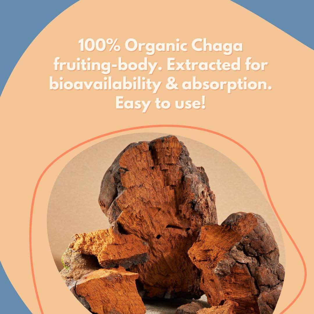 Malama Mushrooms Organic Chaga Extract Powder - Superfood Adaptogen for Immune Support, Skin Health, Energy Boost - 100 Servings