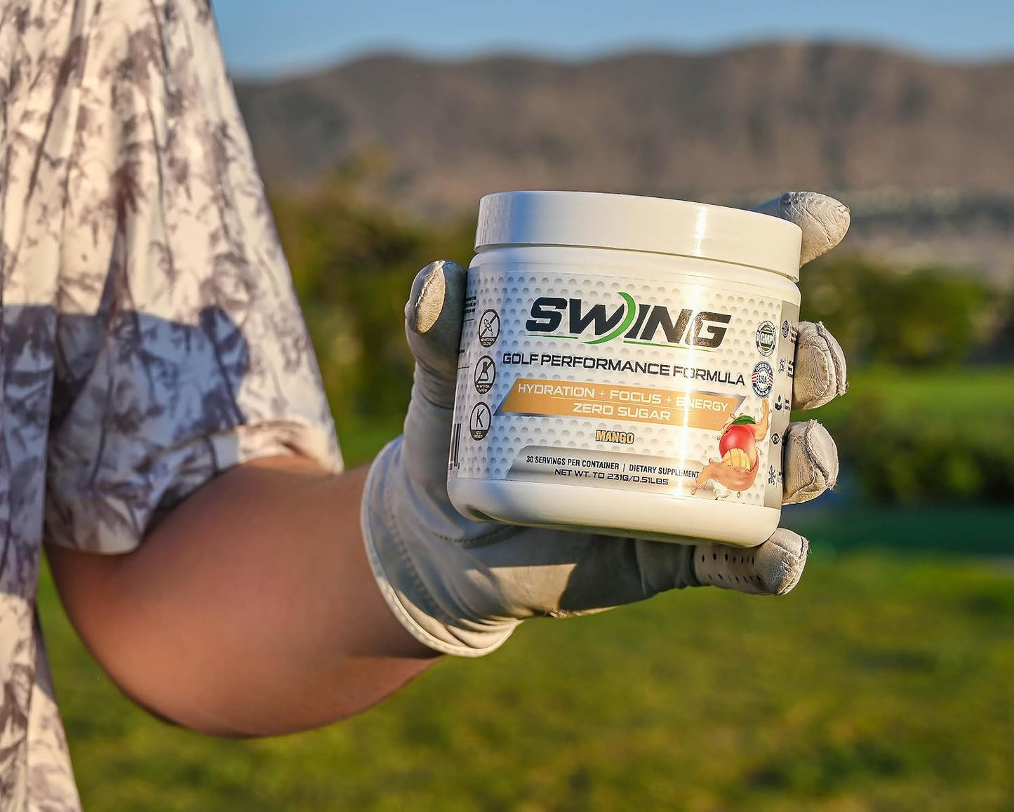 Mango Flavored Swing Energy Performance Drink with 180mg Natural Caffeine for Pre-Workout Boost, Enhanced with Vitamins, Minerals, Joint Support, and Hydration for Focus and Energy