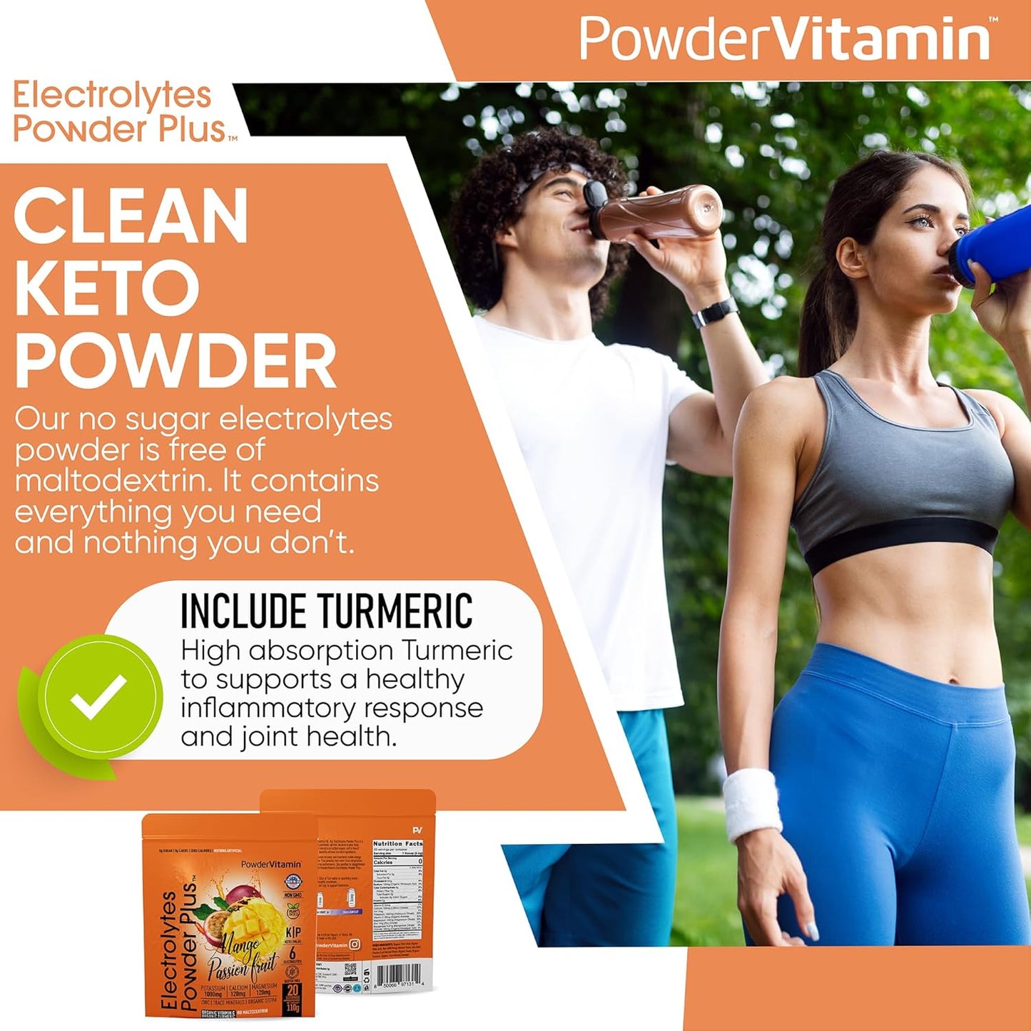 Mango Passionfruit Electrolyte Powder with 1000mg Potassium, Zero Calorie Keto-Friendly Formula