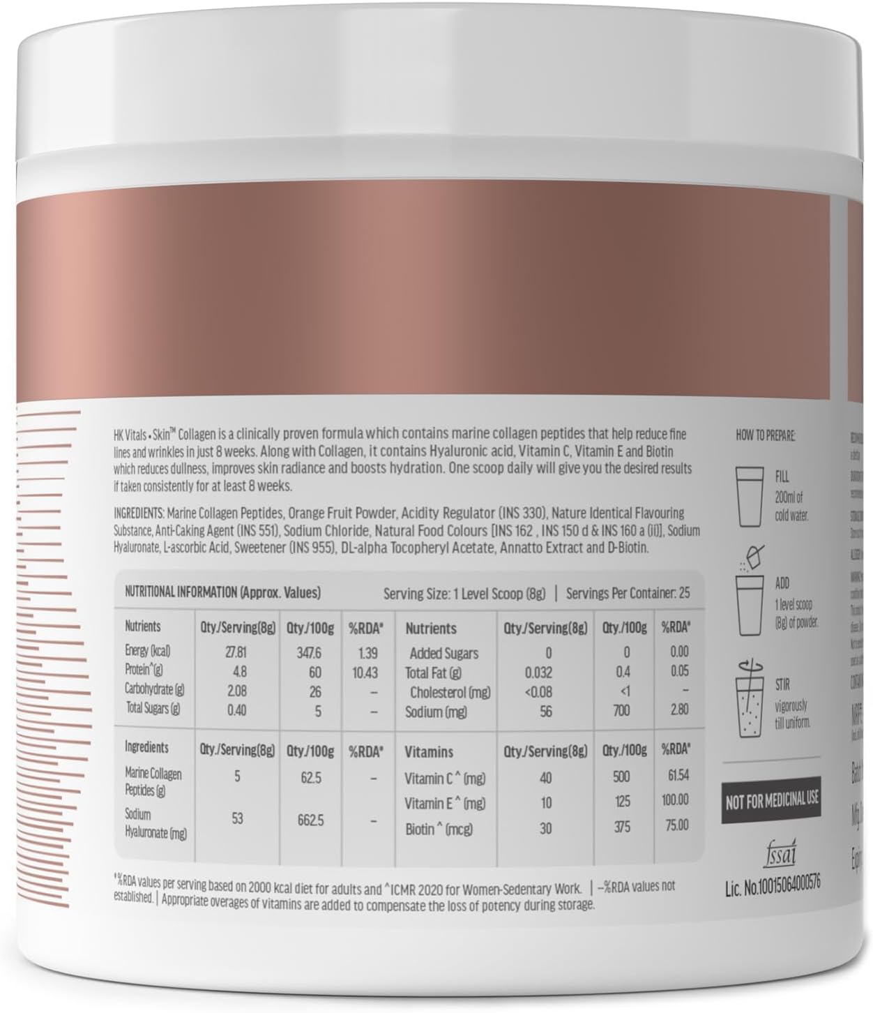 Marine Collagen Supplement 200g with Vitamin C, E, Hyaluronate - Healthy Skin, Hair & Nails Formula