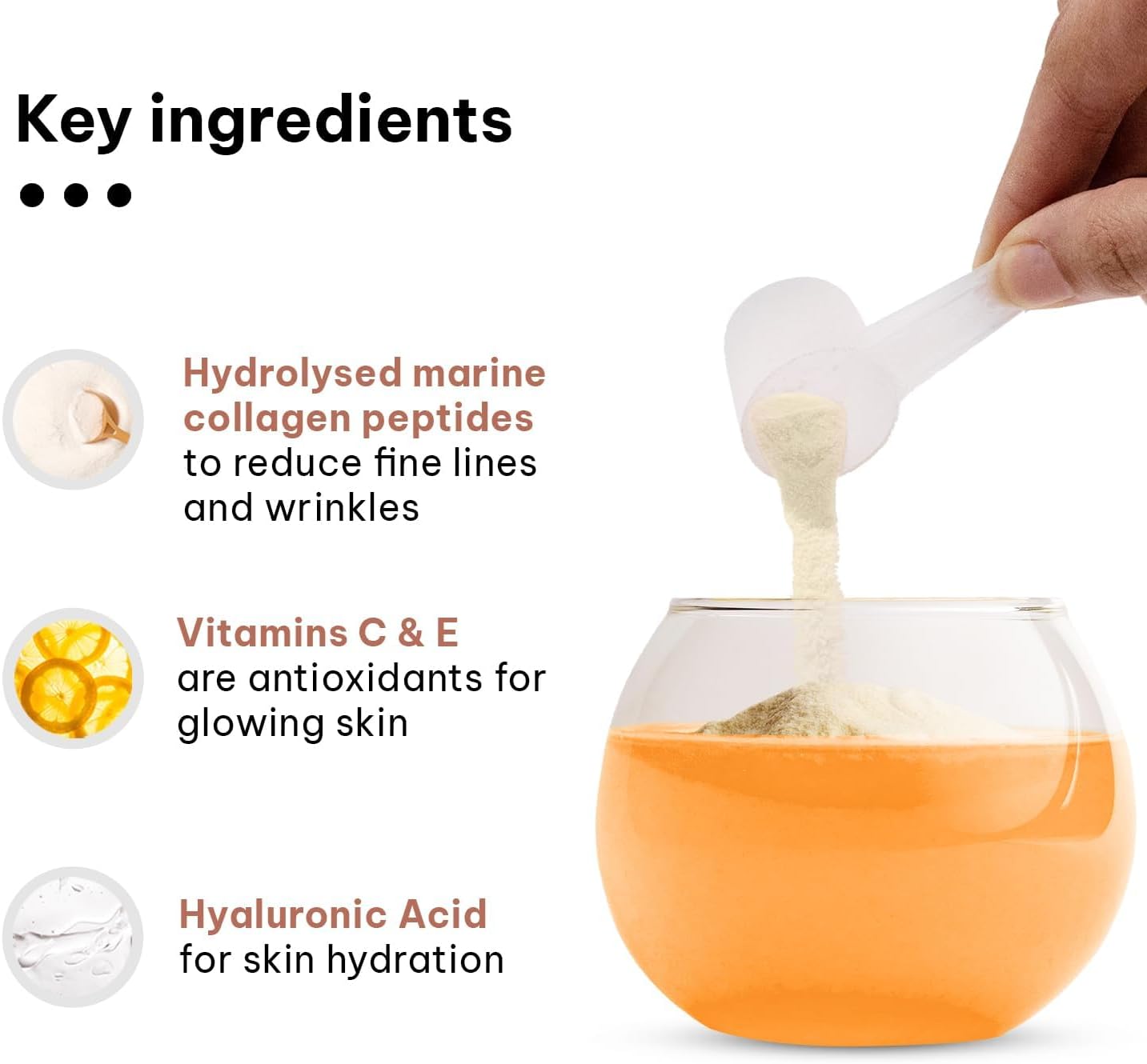 Marine Collagen Supplement 200g with Vitamin C, E, Hyaluronate - Healthy Skin, Hair & Nails Formula