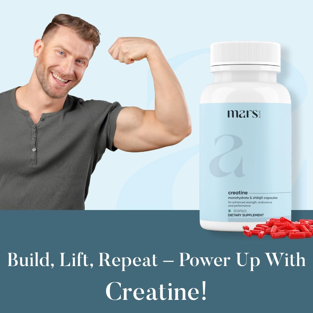 Mars Micronized Creatine Monohydrate Caps with Shilajit: Natural Well Being Supplement Pack of 1