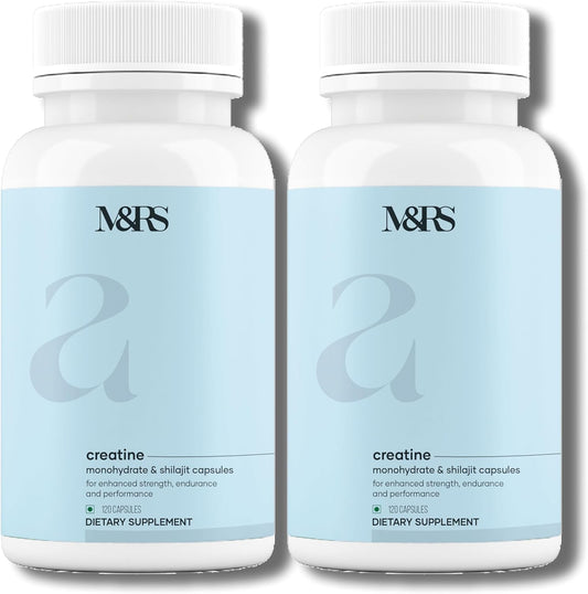 Mars Micronized Creatine Monohydrate Capsules with Shilajit - 100% Pure and Natural - Pack of 2