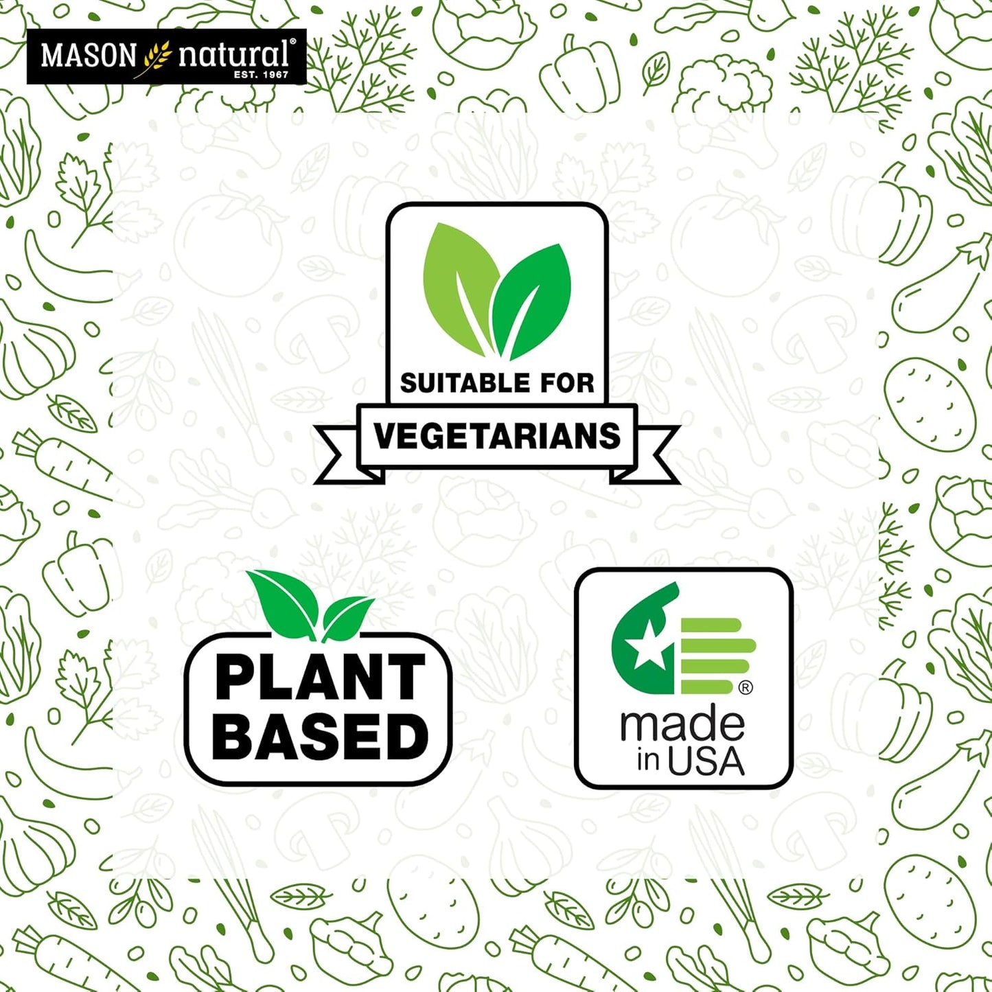 MASON NATURAL Mushroom Power Tablets with 95% EGCG & Matcha for Wellness & Stress Relief, 60 Plant-Based Tabs