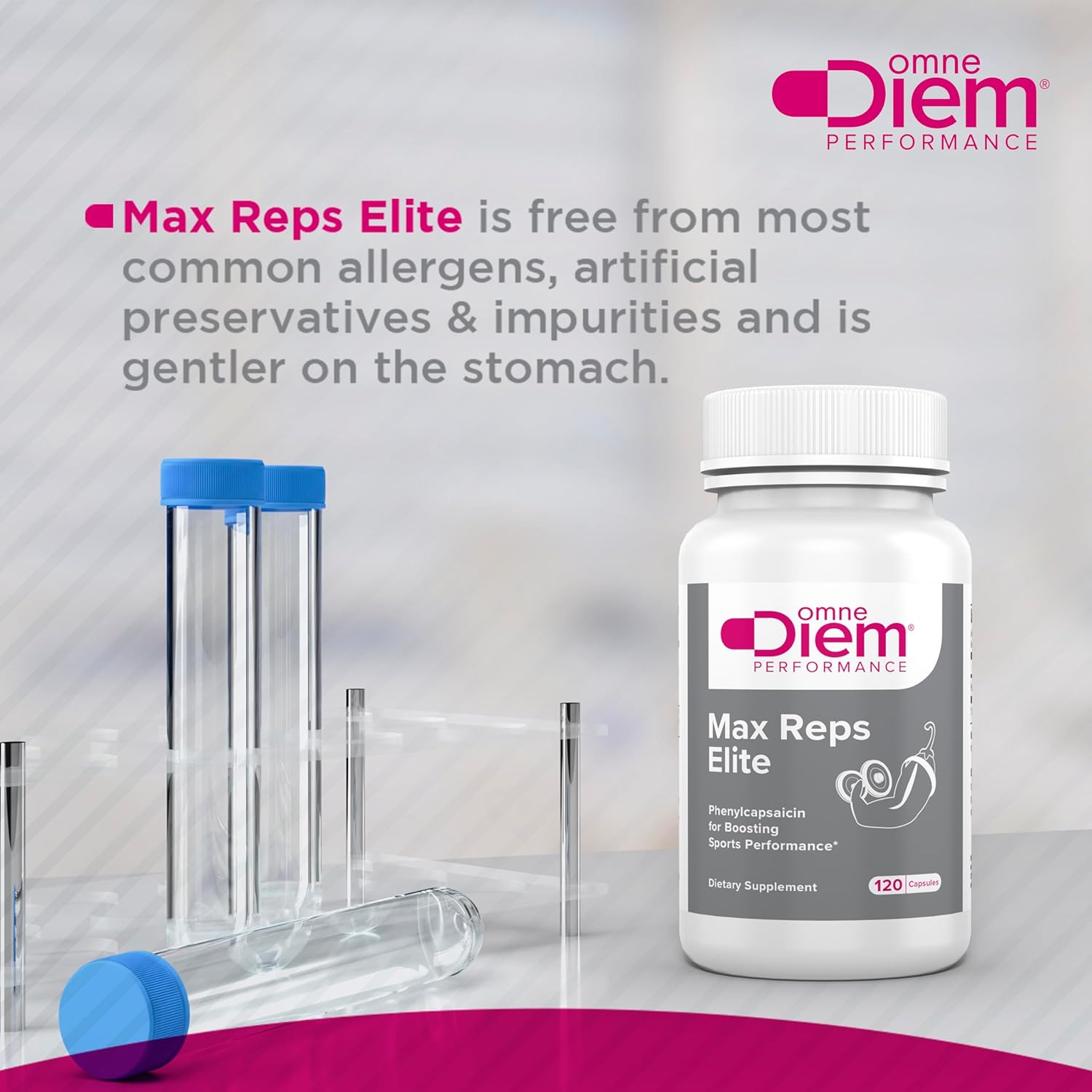Max Reps Elite Capsules - Phenylcapsaicin Sports Performance Supplement - Enhances Workout & Recovery, Reduces Fatigue - 120 ct