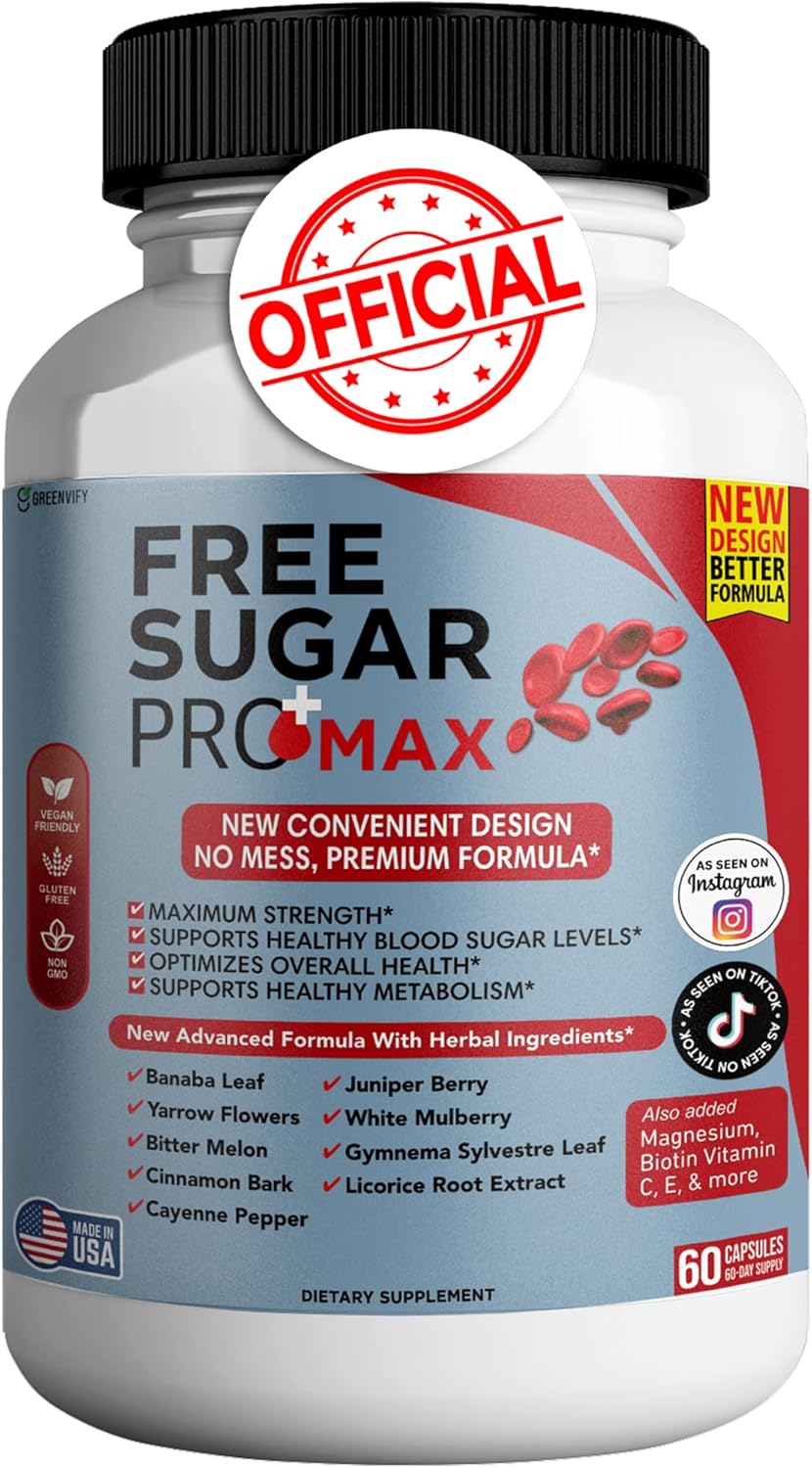 Maximum Strength All Natural Blood Sugar Support Formula - 60 Capsules