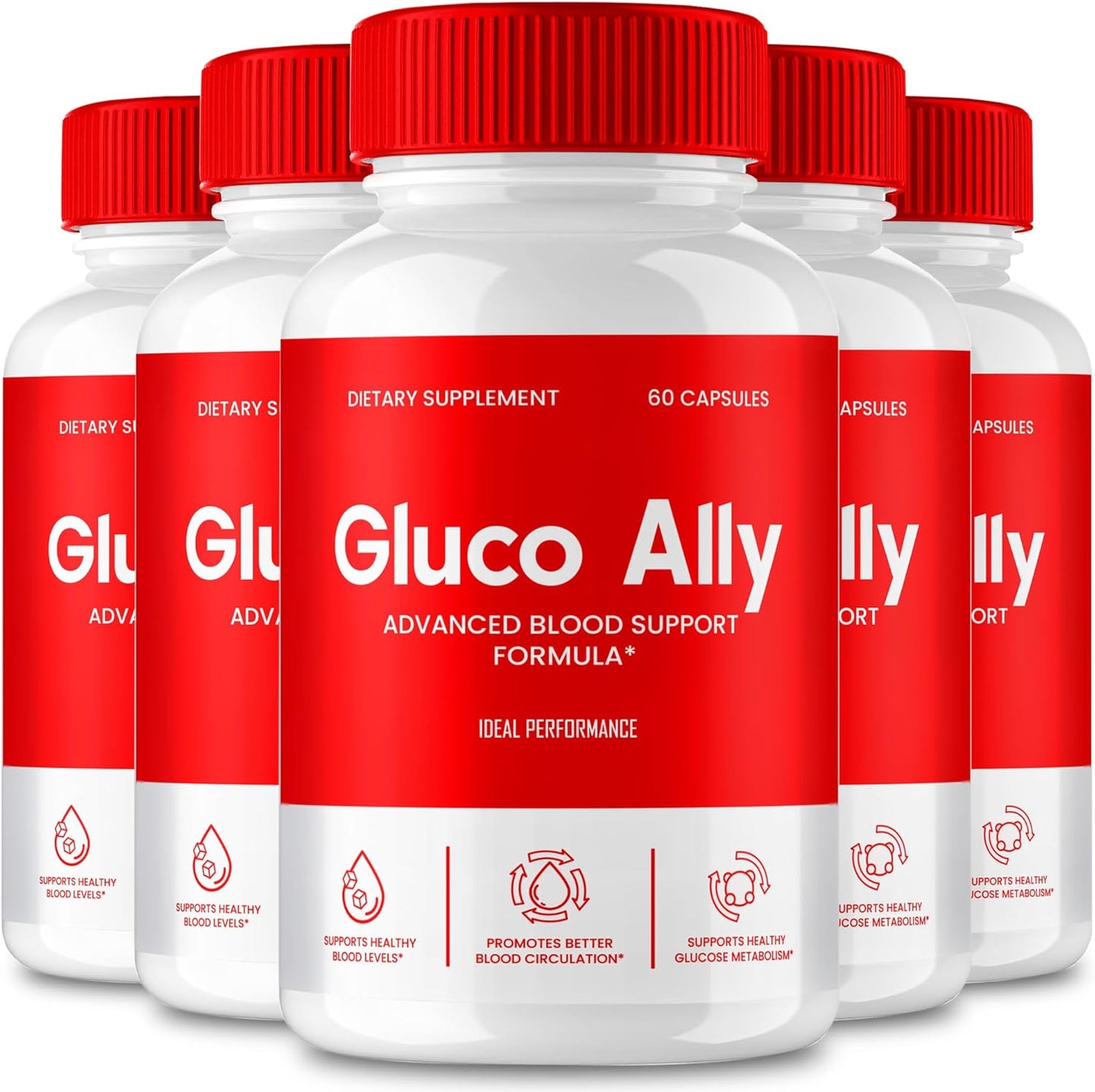 Maximum Strength Gluco Ally Capsules - Natural Gluco Ally Support Supplement for Health and Wellness - 5 Pack of GlucoAlly Pills