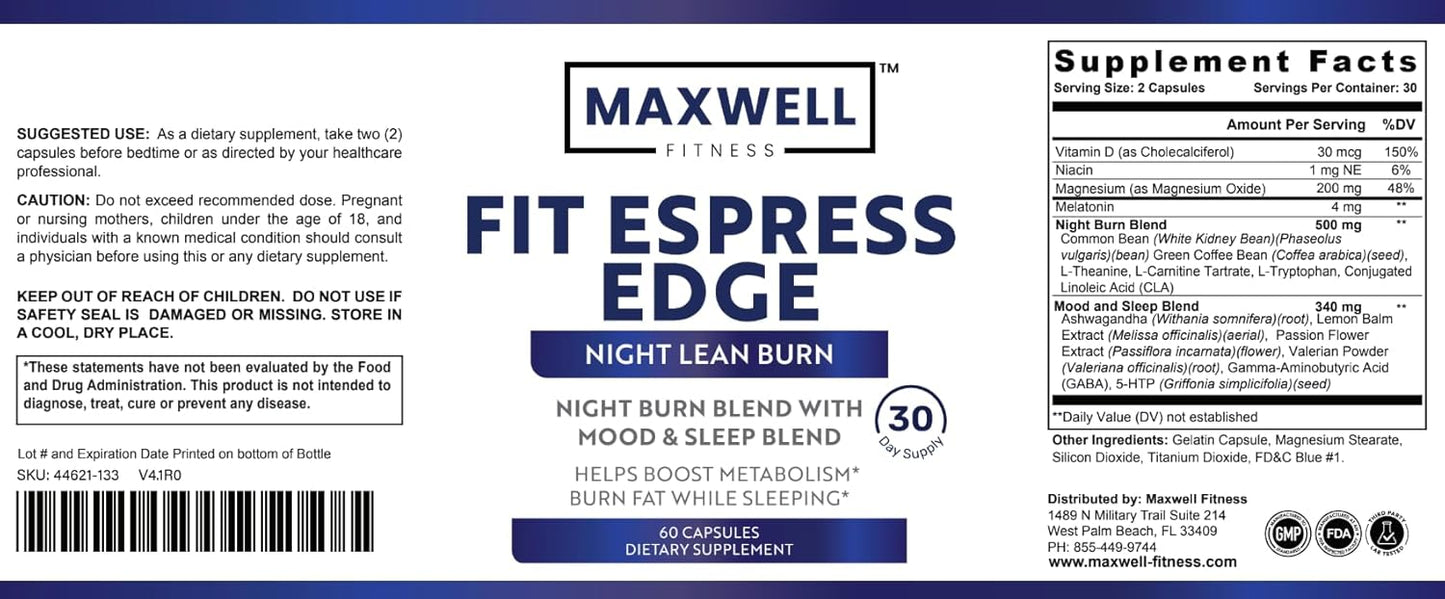Maxwell Fitness Fitespresso Burner: Natural Anabolic Recovery Supplement with Magnesium, Ashwagandha, and Muscle Support