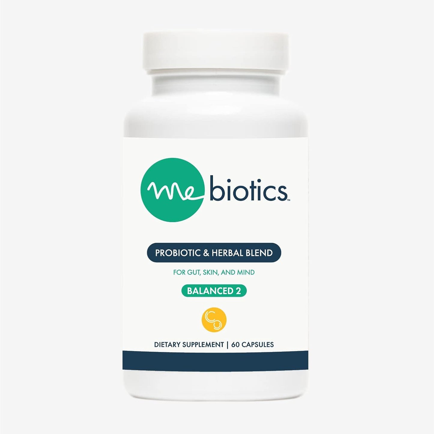 Mebiotics Probiotic & Herbal Supplement with Bacillus Subtilis & Lemon Balm for Gut, Mind & Skin Health - 60 Count