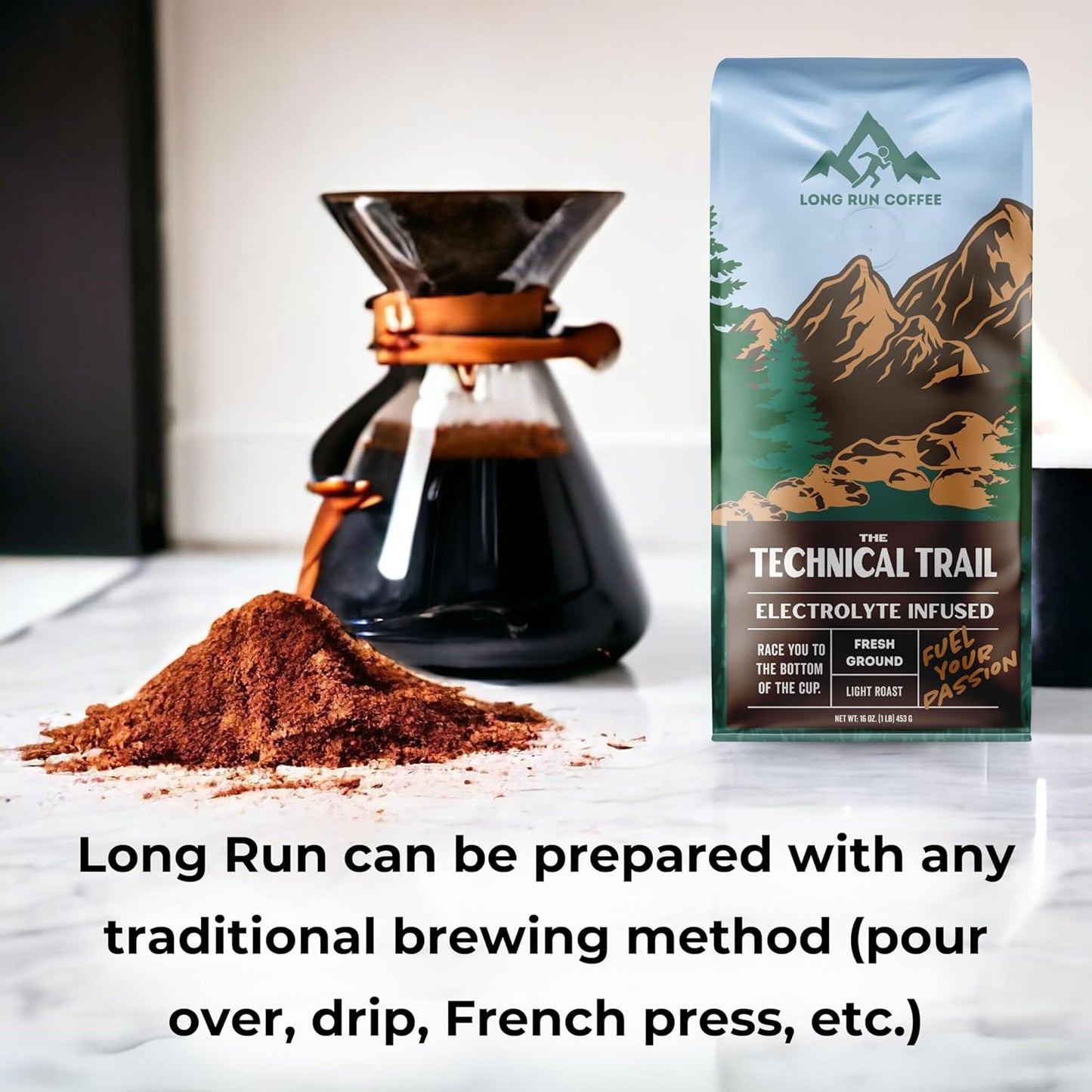 Medium Roast Coffee Infused with Electrolytes Powder - Athlete Hydration - Keto Electrolytes - 12 Oz Ground Coffee for Runners