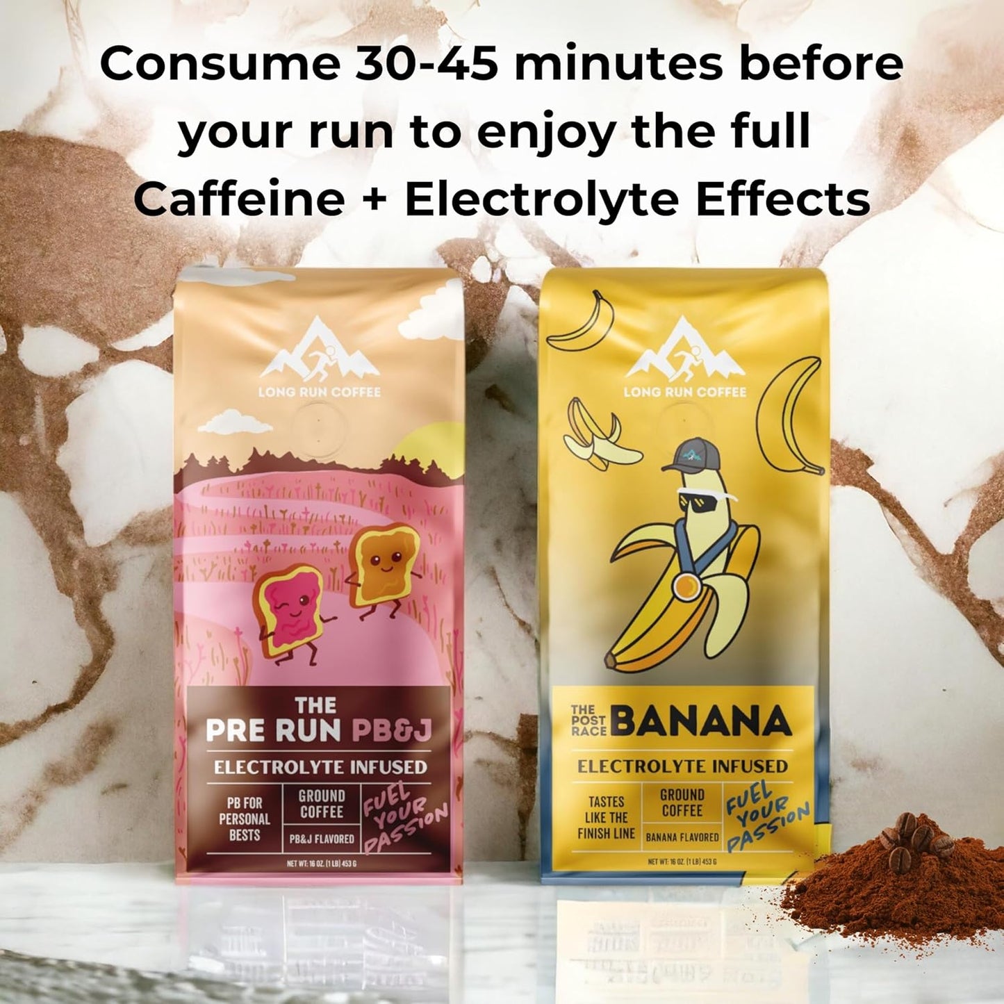 Medium Roast Coffee Infused with Electrolytes Powder - Athlete Hydration - Keto Electrolytes - 12 Oz Ground Coffee for Runners