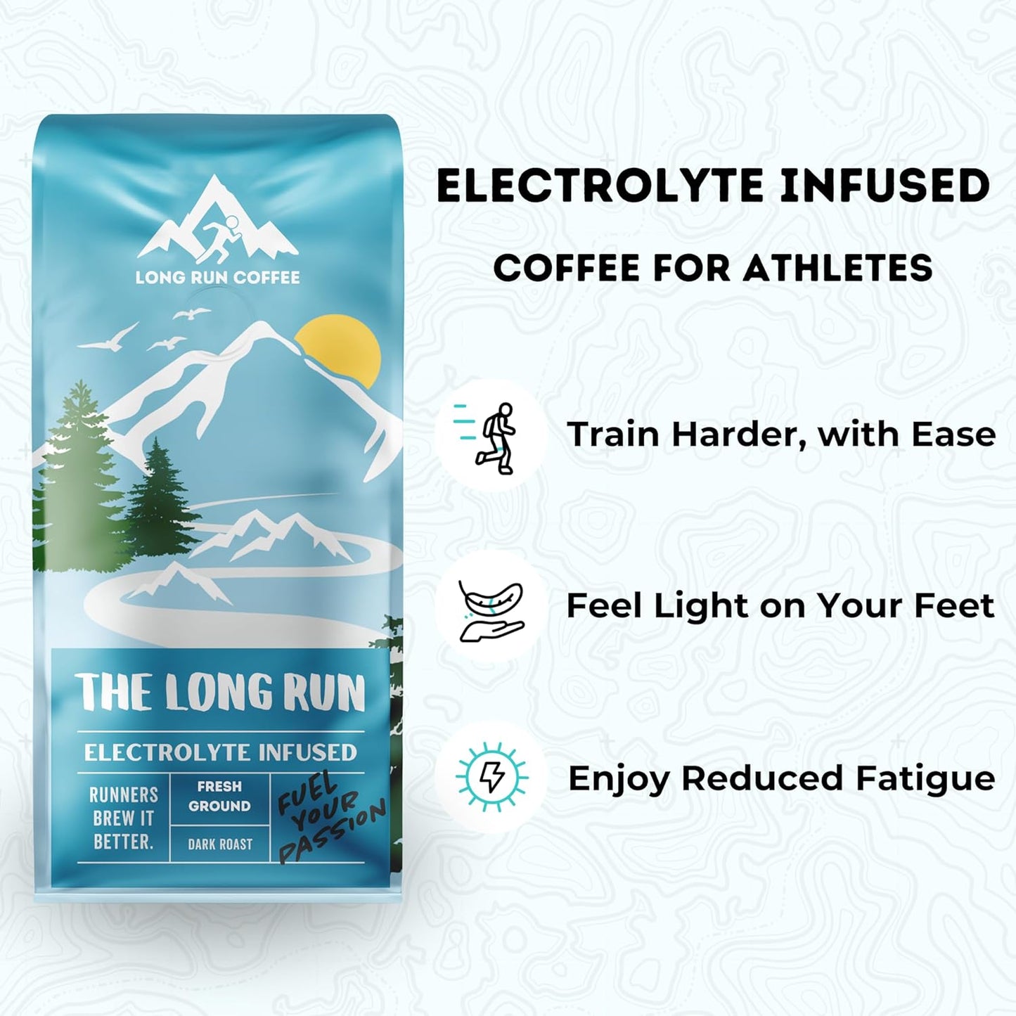 Medium Roast Coffee with Electrolytes Powder for Athlete Hydration - Keto-Friendly - Ground, 16 Oz