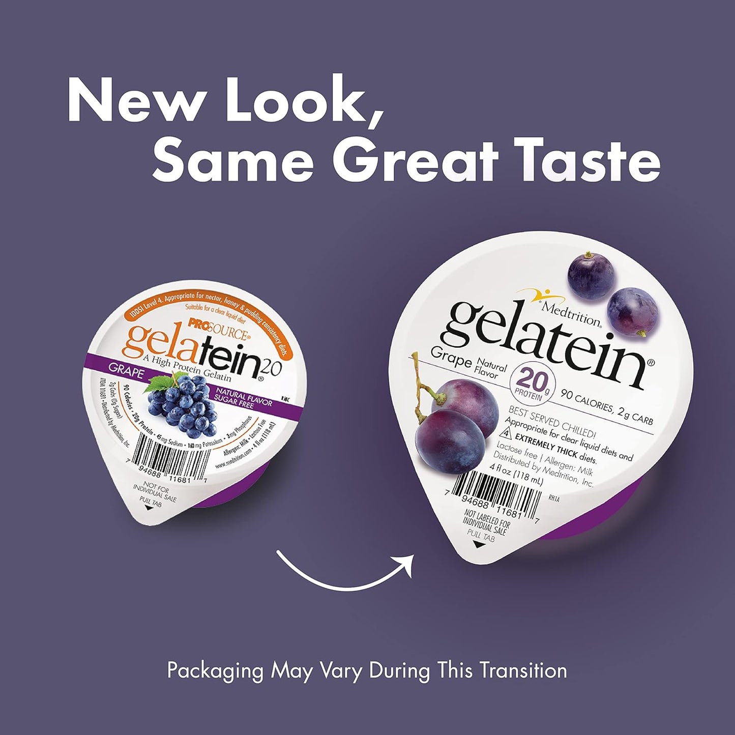 Medtrition Gelatein Grape High Protein Sugar Free Gelatin - 12 Servings
