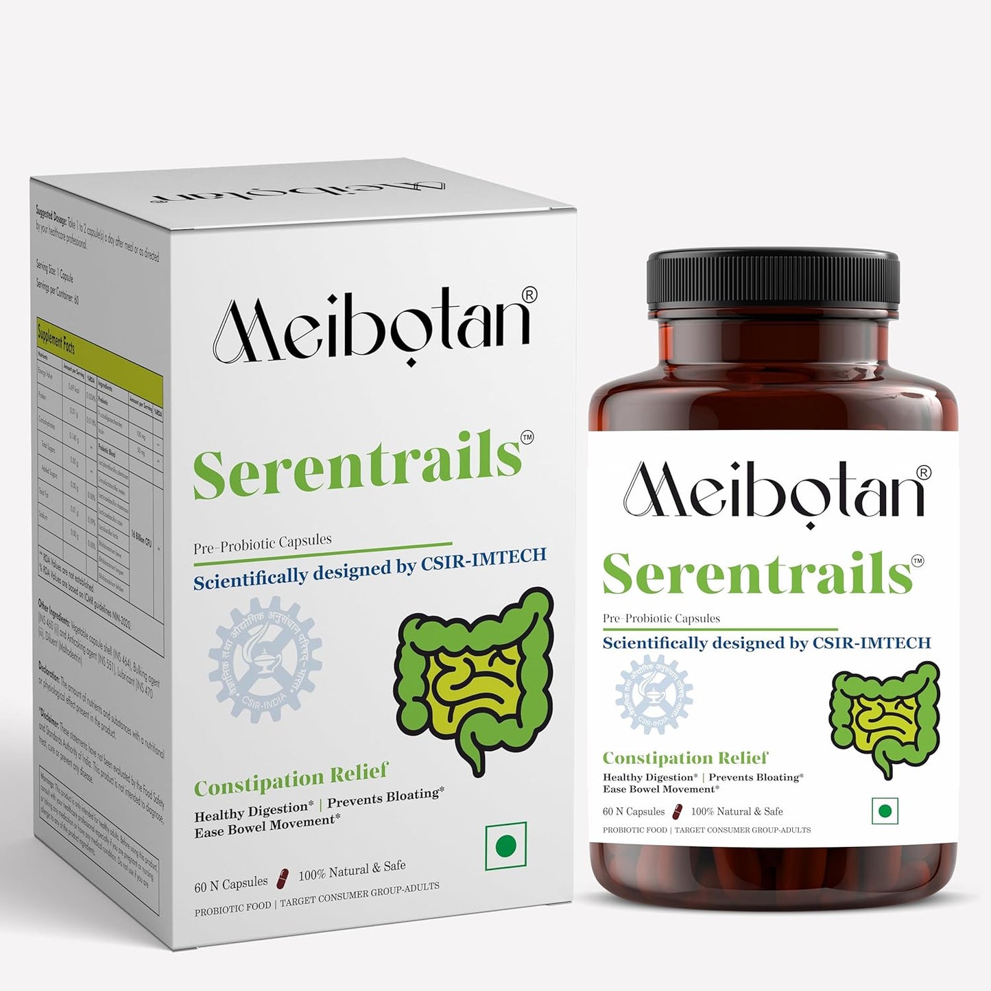 MEIBOTAN Serentrails Probiotic Blend for Gut Health - 16 Billion CFU, 8 Strains
