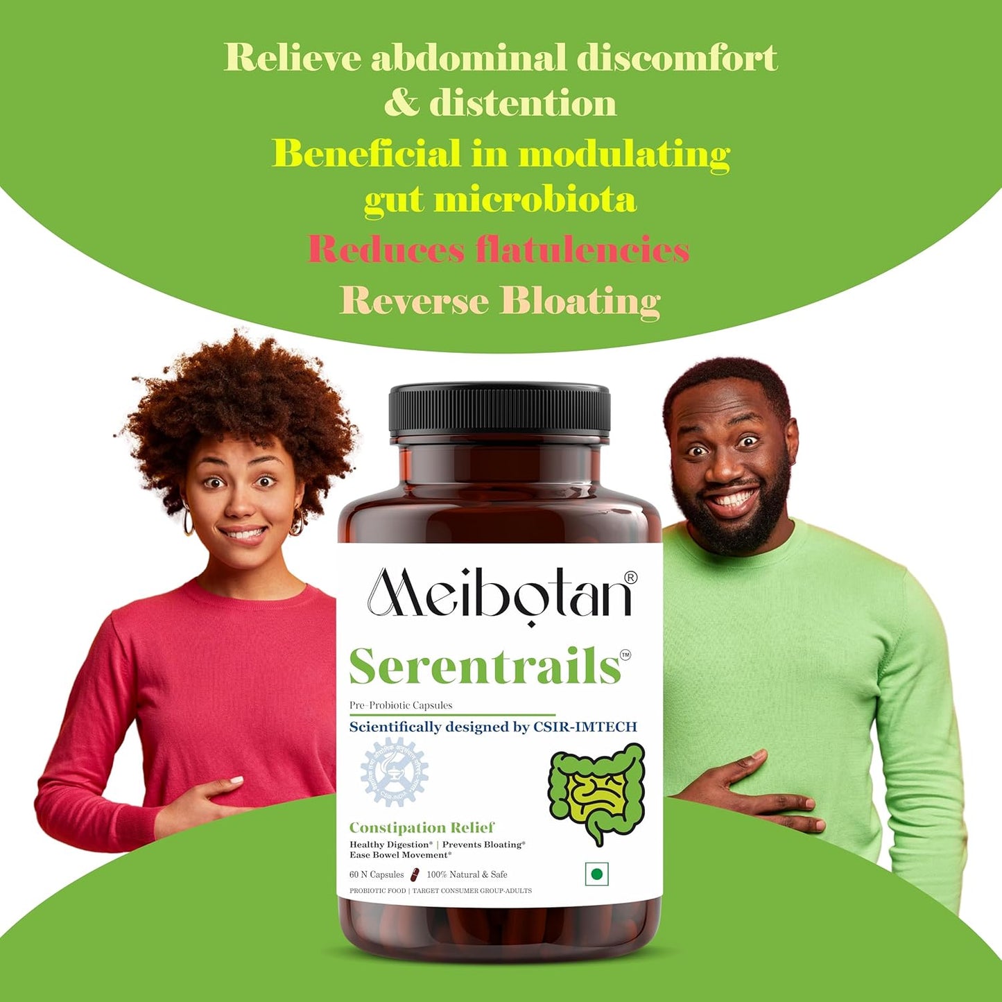 MEIBOTAN Serentrails Probiotic Blend for Gut Health - 16 Billion CFU, 8 Strains