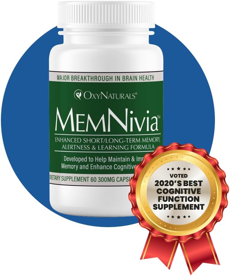 MemNivia Brain Supplement - Award-Winning Memory & Focus Formula with Clinically Proven Natural Ingredients - 90 Servings