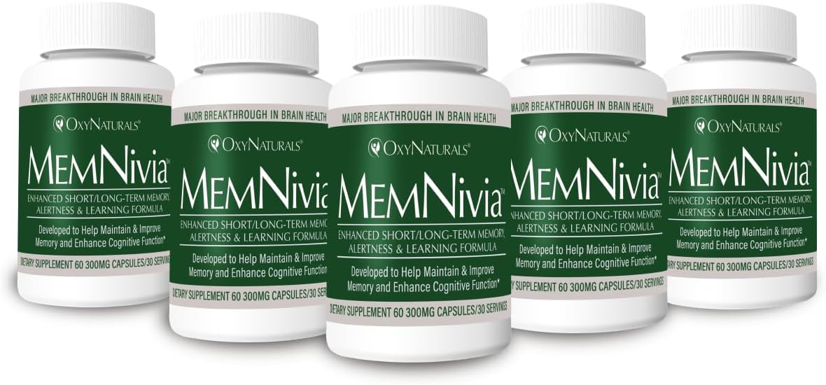 MemNivia Brain Supplement - Award-Winning Memory & Focus Formula with Clinically Proven Natural Ingredients - 90 Servings