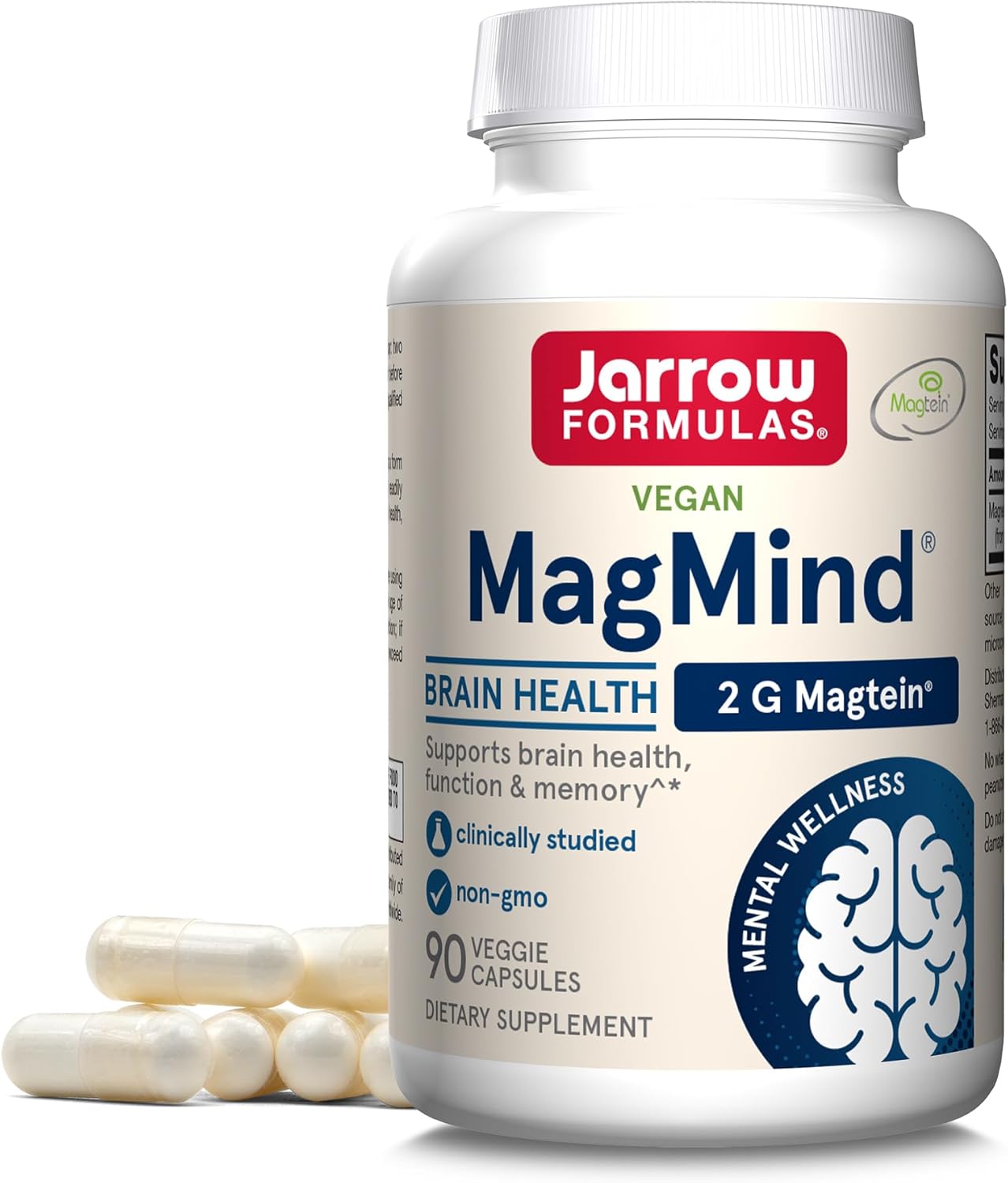 Memory and Bone Health Supplement - Jarrow Formulas MagMind Capsules and Vitamin D3 Softgels - 90 and 100 Count