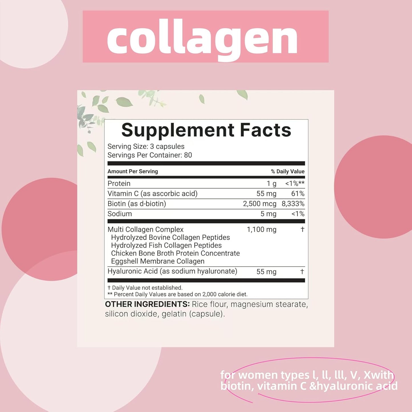 Men's and Women's Vitamin-Rich Collagen Pills with Super Collagen Peptides - Supports Skin and Intestinal Health - 240 Pills, Non-Pigmented