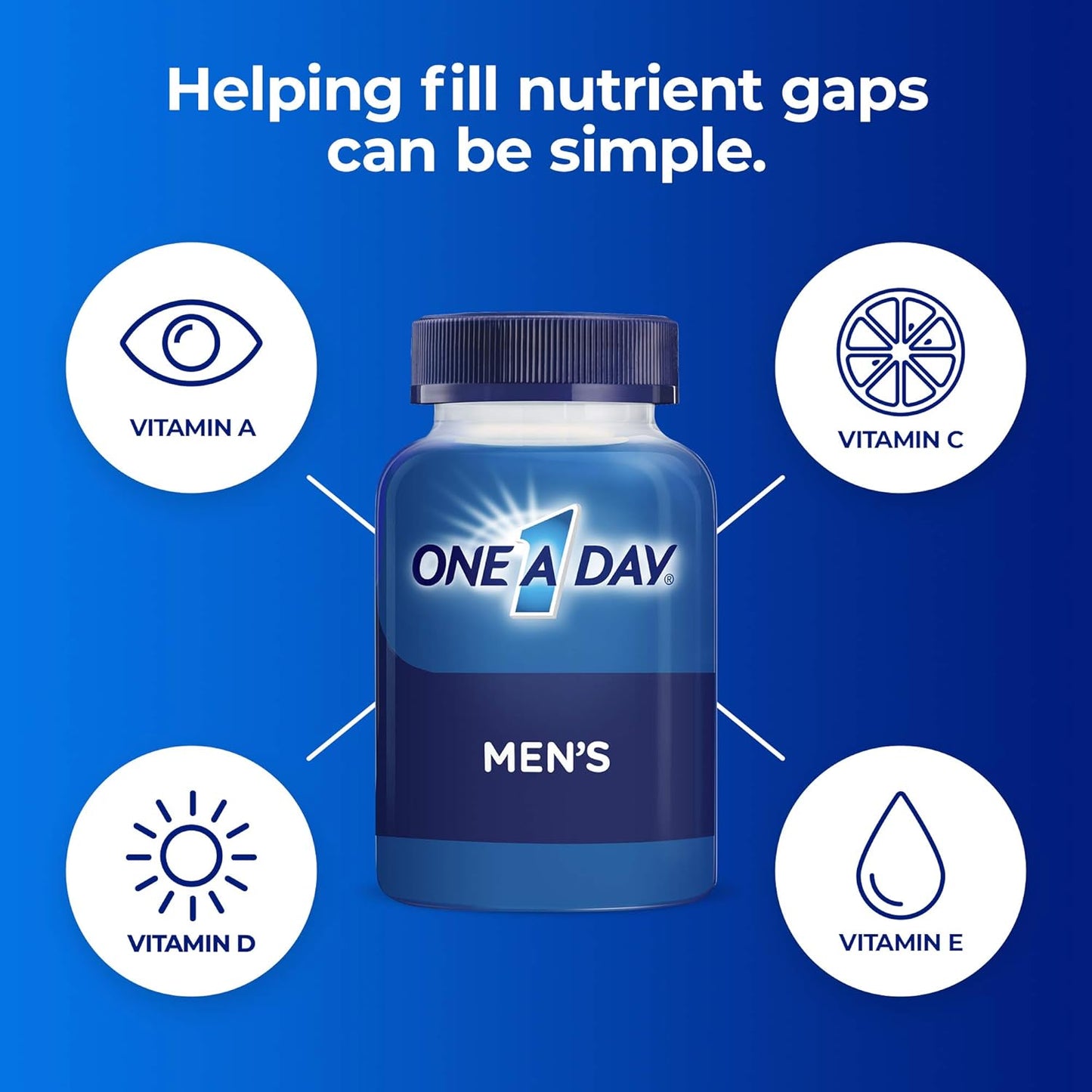 Men's Daily Multivitamin with Vitamins A, C, E, B1, B2, B6, B12, Calcium & D - 60 Count