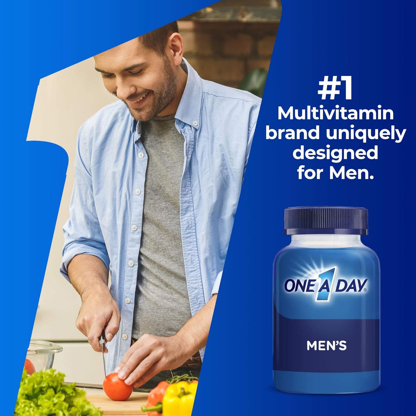 Men's Daily Multivitamin with Vitamins A, C, E, B1, B2, B6, B12, Calcium & D - 60 Count