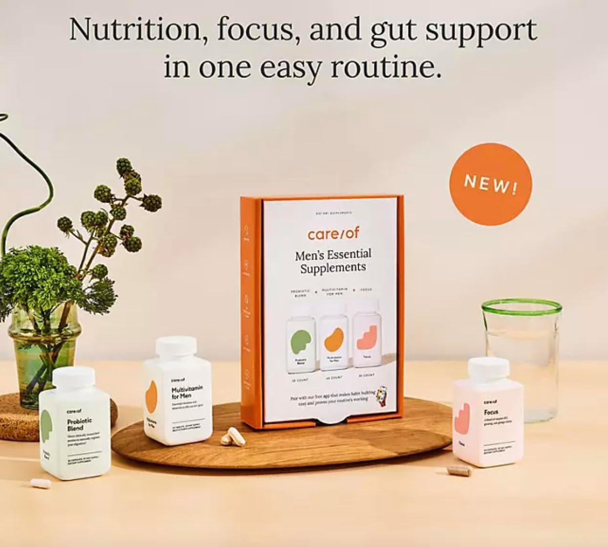 Men's Essential Supplement Bundle: Multivitamin, Probiotic, & Focus (90 ct.) by Care/of