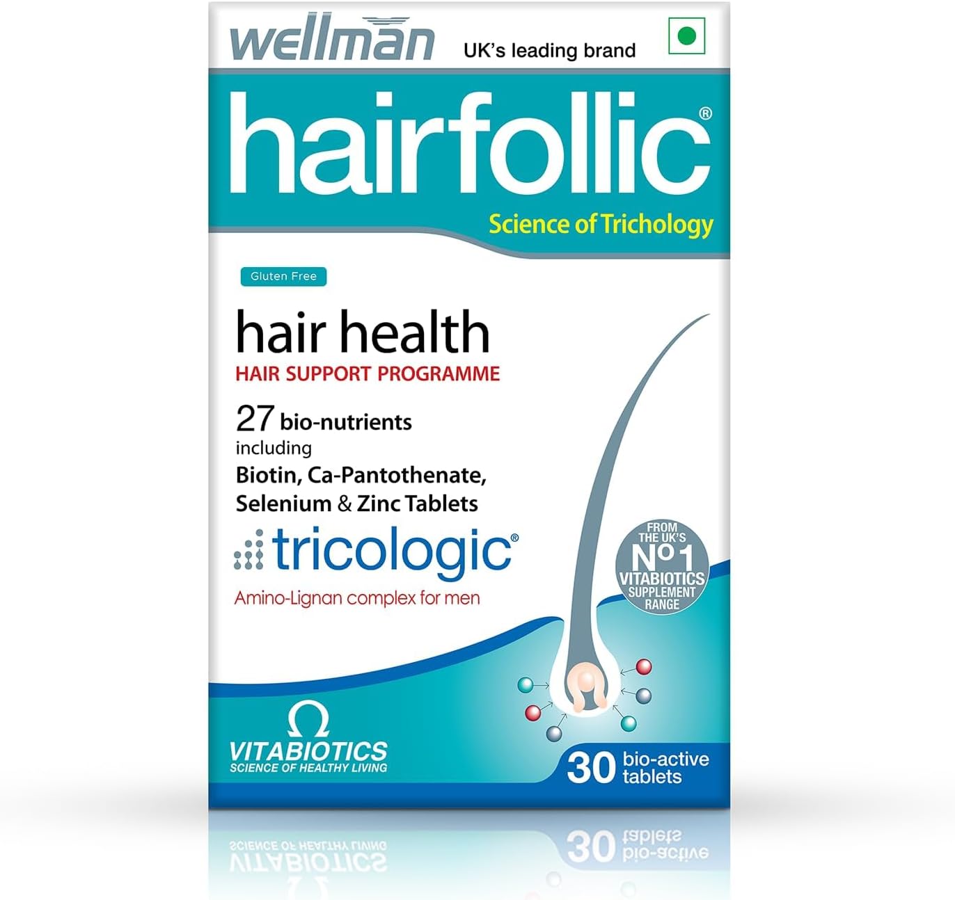 Men's Hair Growth Supplements with Zinc, Selenium, and Lignans - 30 Vitamins & Minerals for Stronger Hair Roots