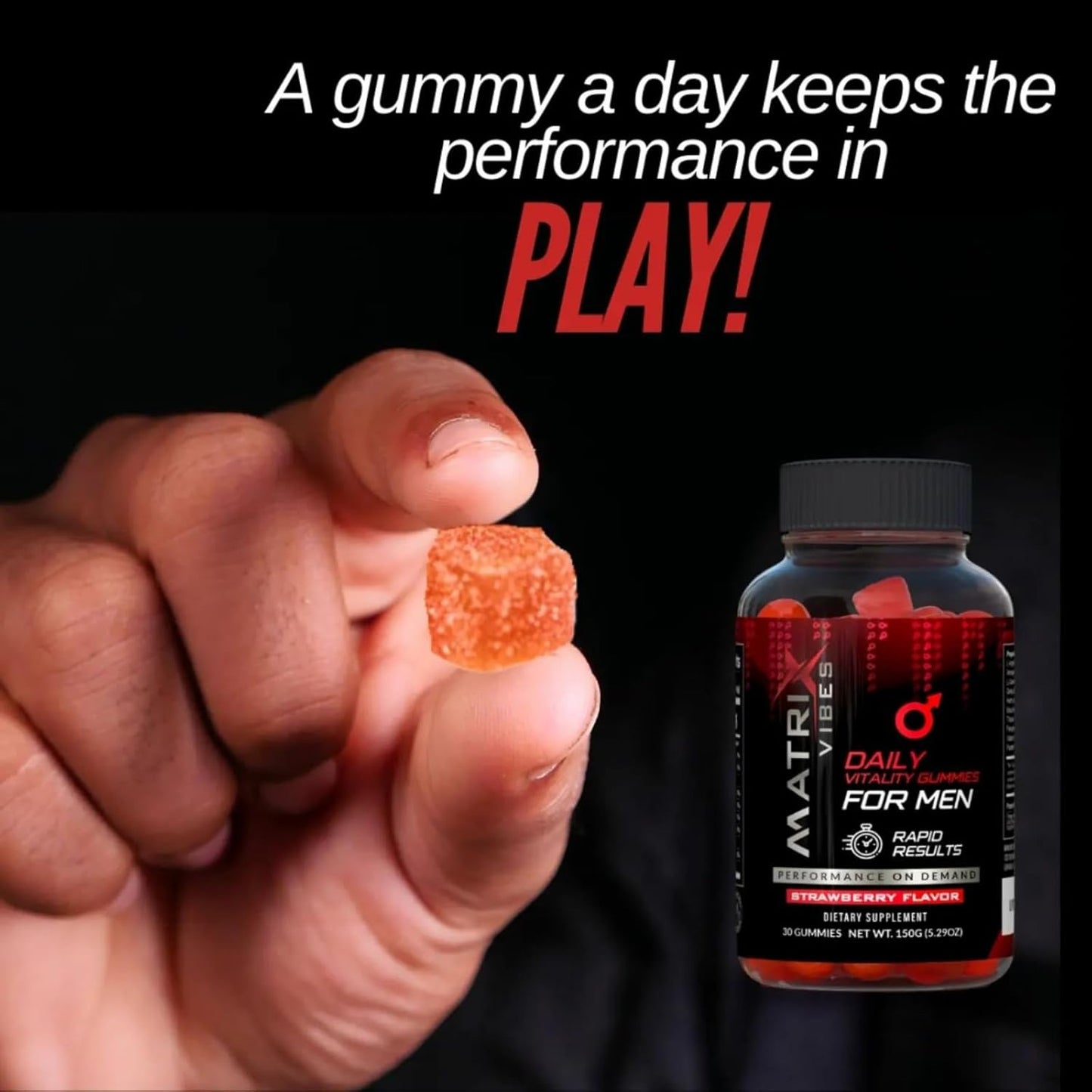 Men's Holistic Well-Being Support Gummies - Adaptogen-Enriched Strawberry Flavor - 30-Day Supply