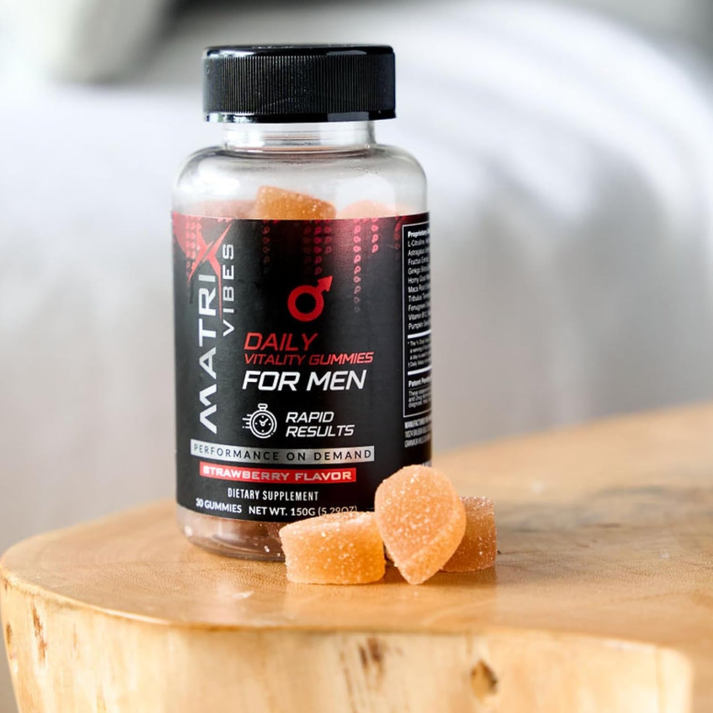 Men's Holistic Well-Being Support Gummies - Adaptogen-Enriched Strawberry Flavor - 30-Day Supply