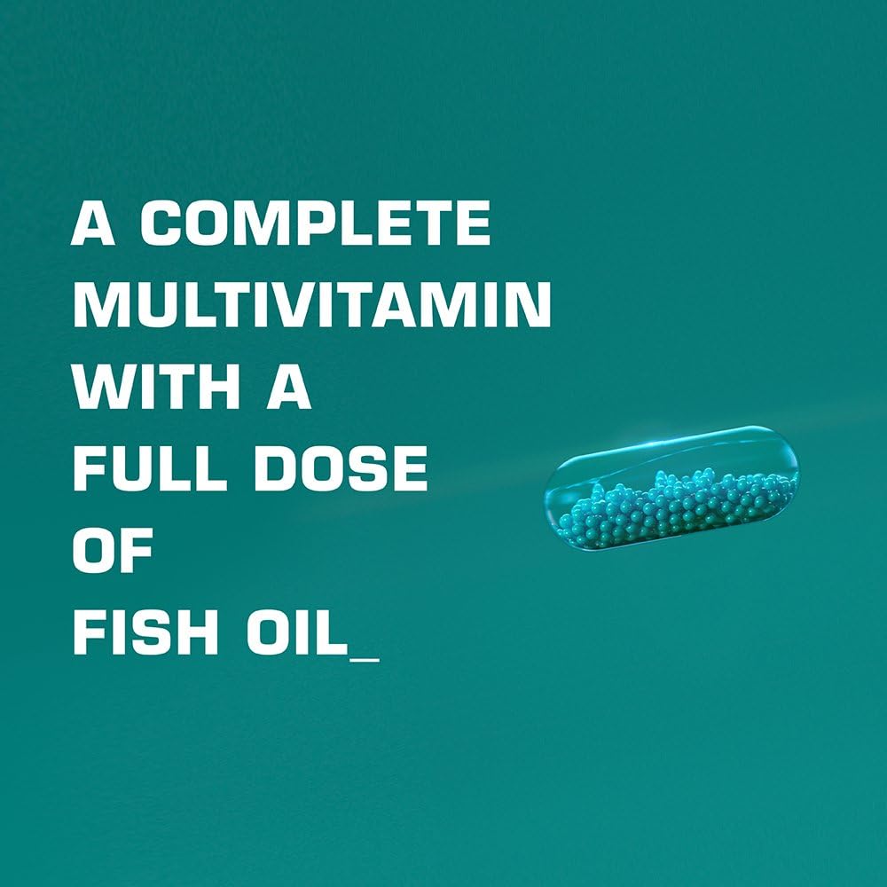 Men's Multivitamin with Fish Oil - Complete Support for Heart Health, Antioxidants, and Mood - 60 Capsules