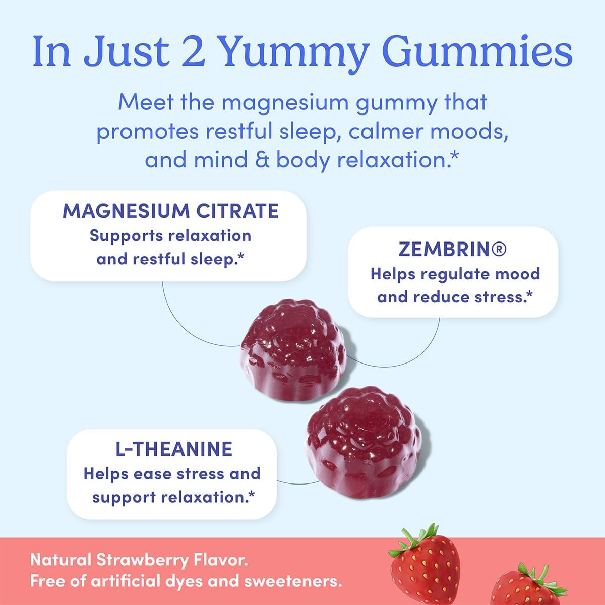 Men’s Nighttime Reset Calming Magnesium Gummies - Sleep Aid for Peaceful Rest & Balanced Mood - Supplement with Magnesium Citrate & L-Theanine - 60-Day Supply