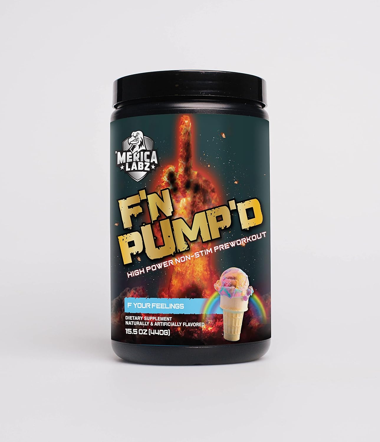 Merica Labz F'N Pump'D: Stimulant-Free Nitric Oxide PreWorkout Powder - Fully Dosed Pump Formula (20 Servings) - F Your Feelings