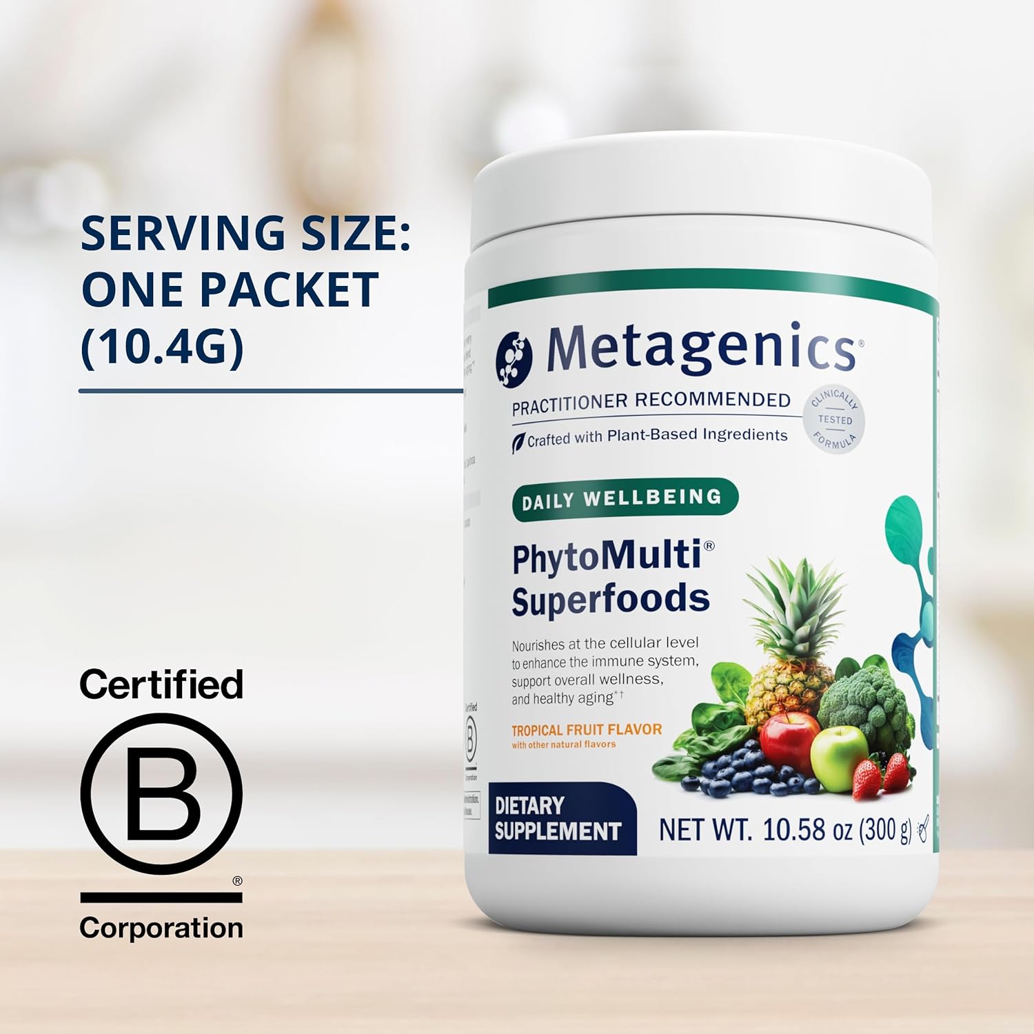 Metagenics PhytoMulti Superfoods Powder with Superfood Fruits & Veggies - Tropical Fruit Flavor - 29 Servings - 10.58 oz