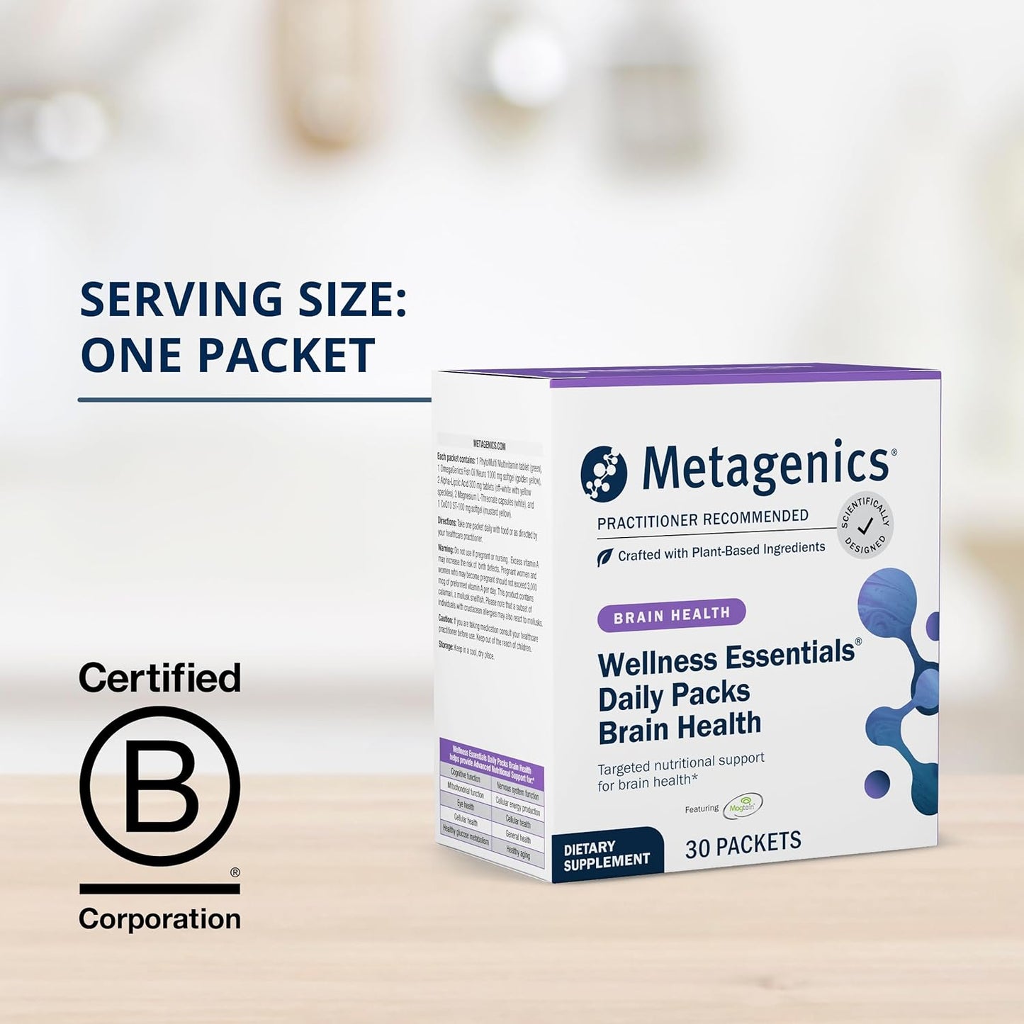 Metagenics Wellness Essentials Brain Health: Complete Brain Support with Alpha Lipoic Acid, Biotin, DHA, Folate - Gluten-Free - 30 Packets
