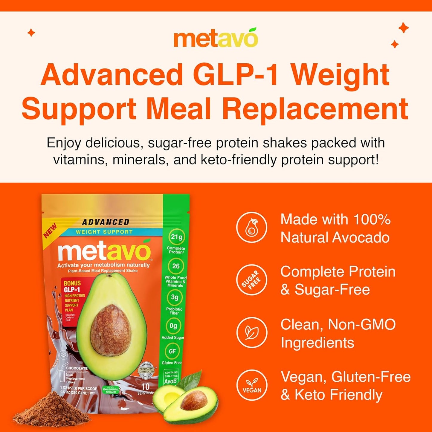 Metavo Chocolate Meal Replacement with Advanced Weight Support Formula