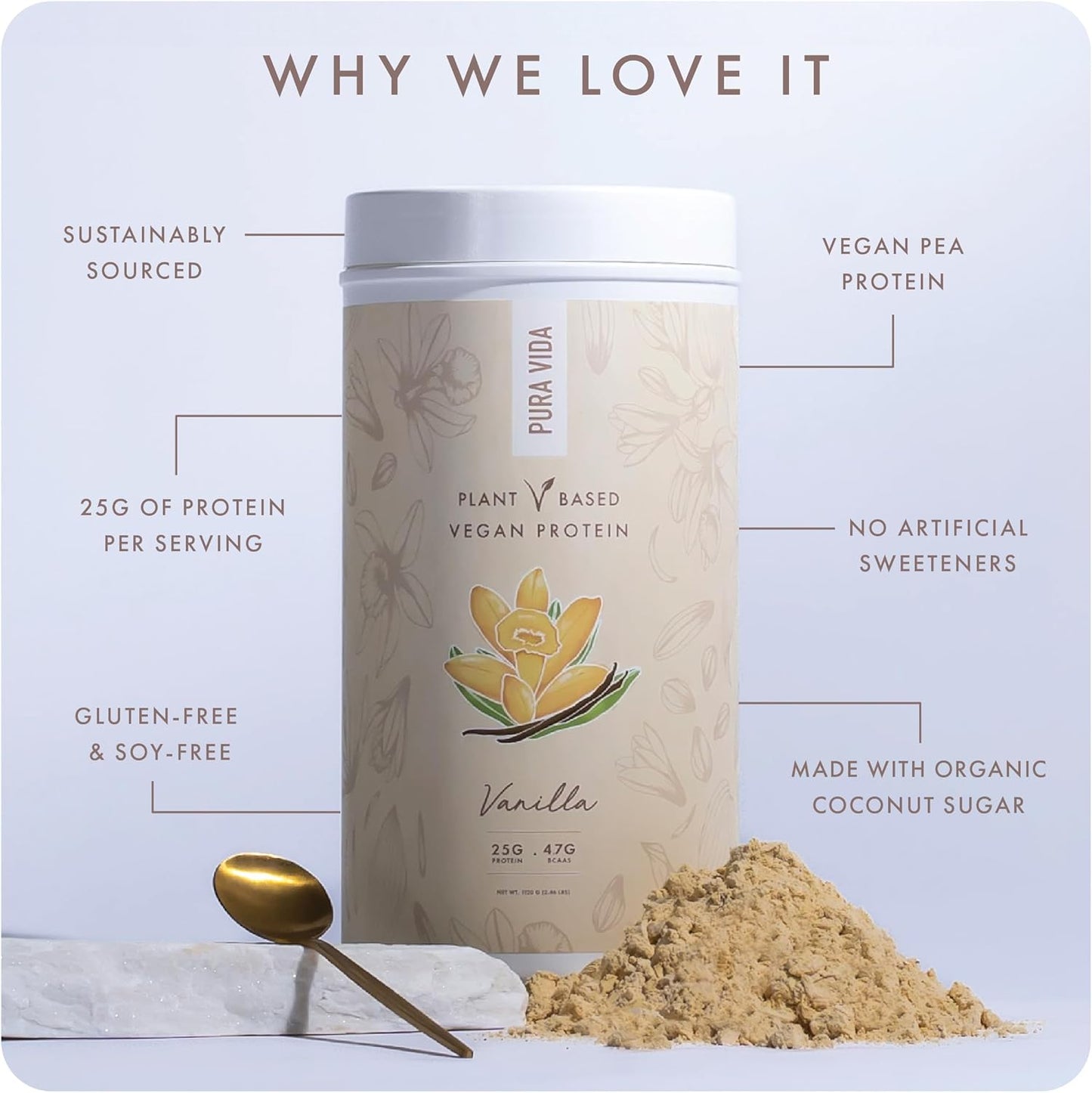 Miami Vanilla Plant-Based Vegan Protein by Pura Vida - Pure and Natural Flavor