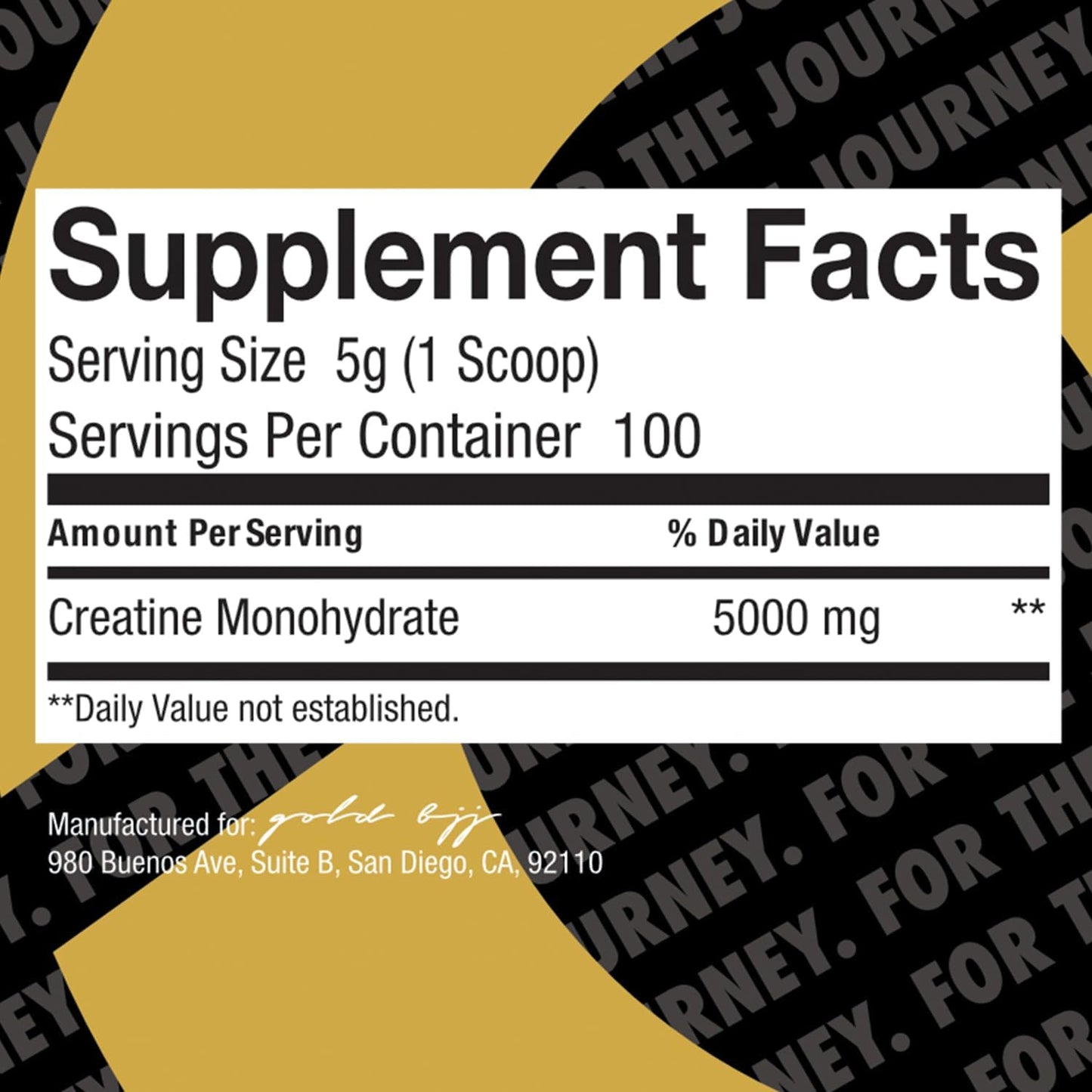 Micronized Creatine Monohydrate Powder for Jiu Jitsu Athletes - Gold BJJ Combat Creatine (100 Servings)